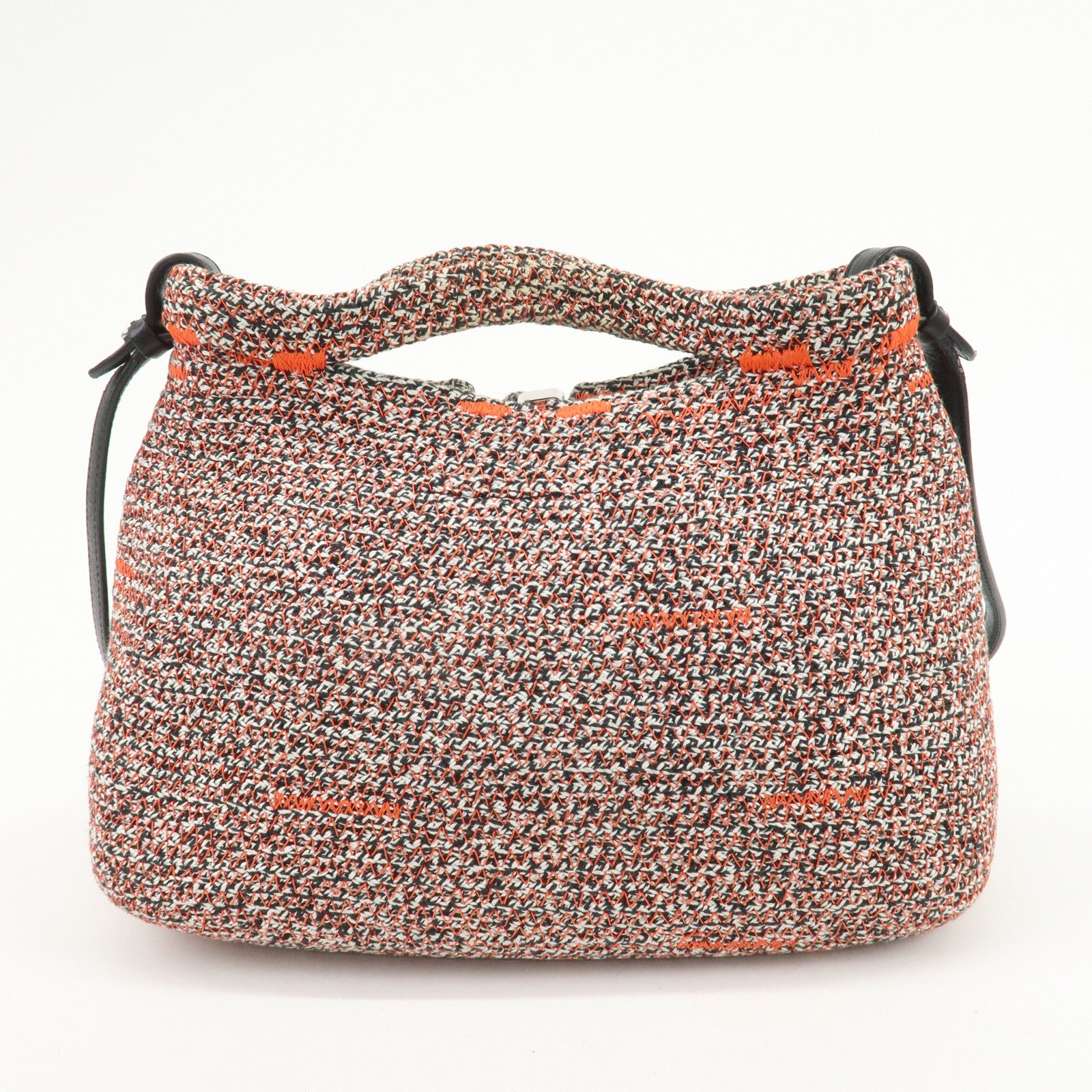 BALENCIAGA Zigzagger Canvas Leather 2Way Hand Bag Orange Black