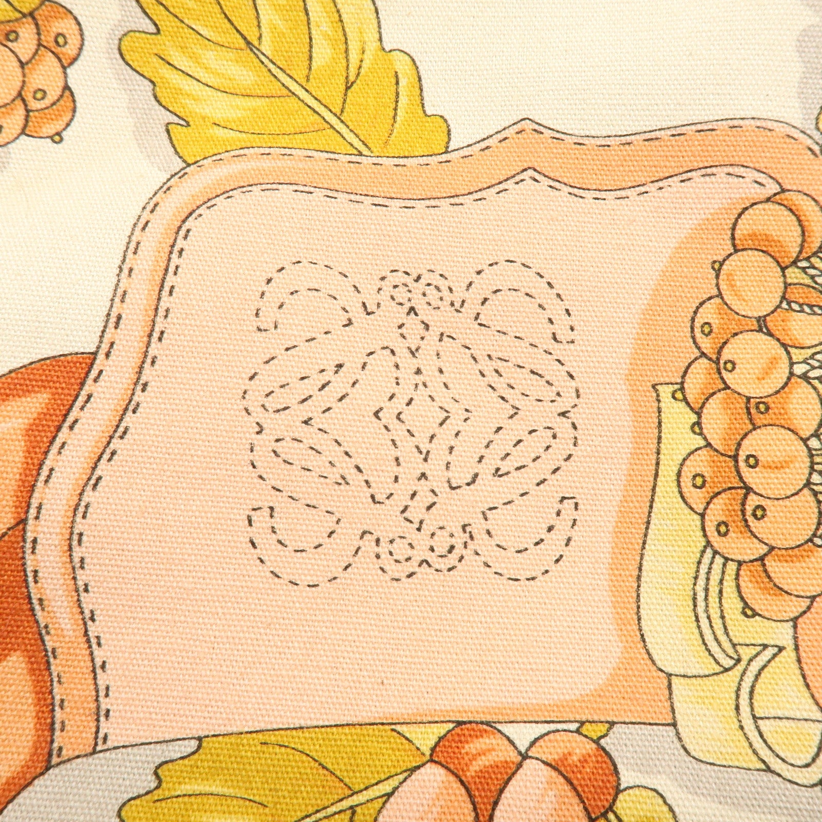 LOEWE Scarf Design Canvas Leather Shoulder Bag Beige Pink