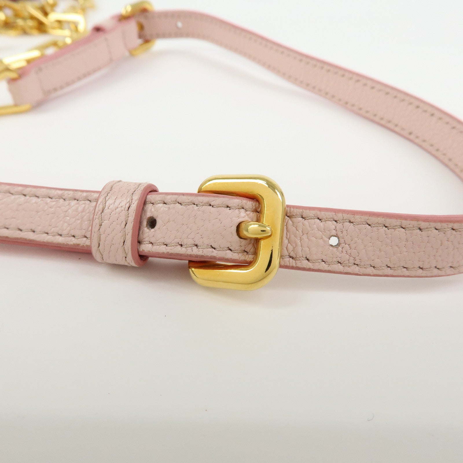 MIU MIU Madras Leather Chain Shoulder Wallet Bag Pink 5M1290
