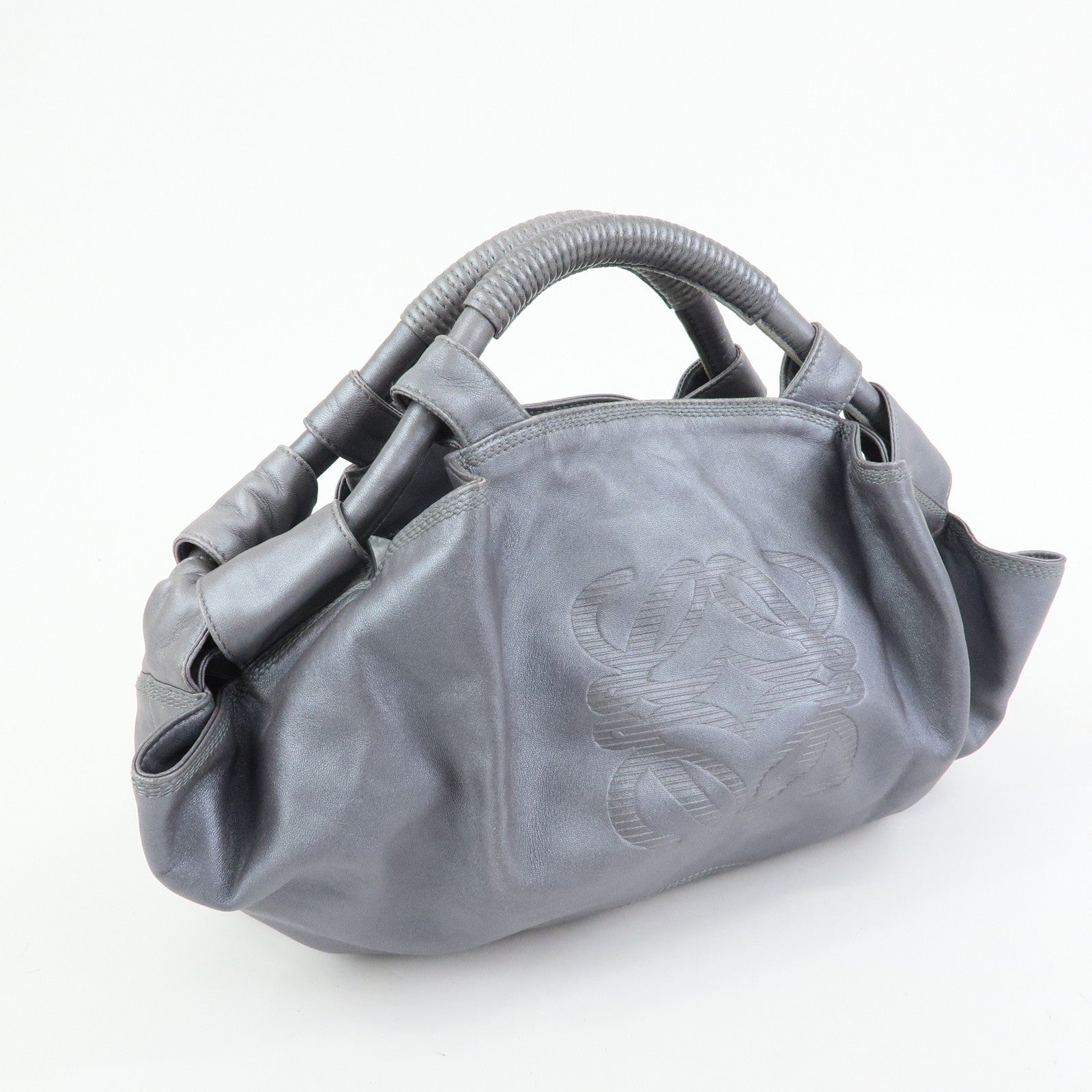 LOEWE Anagram Leather Nappa Aire Hand Bag Tote Bag Gray