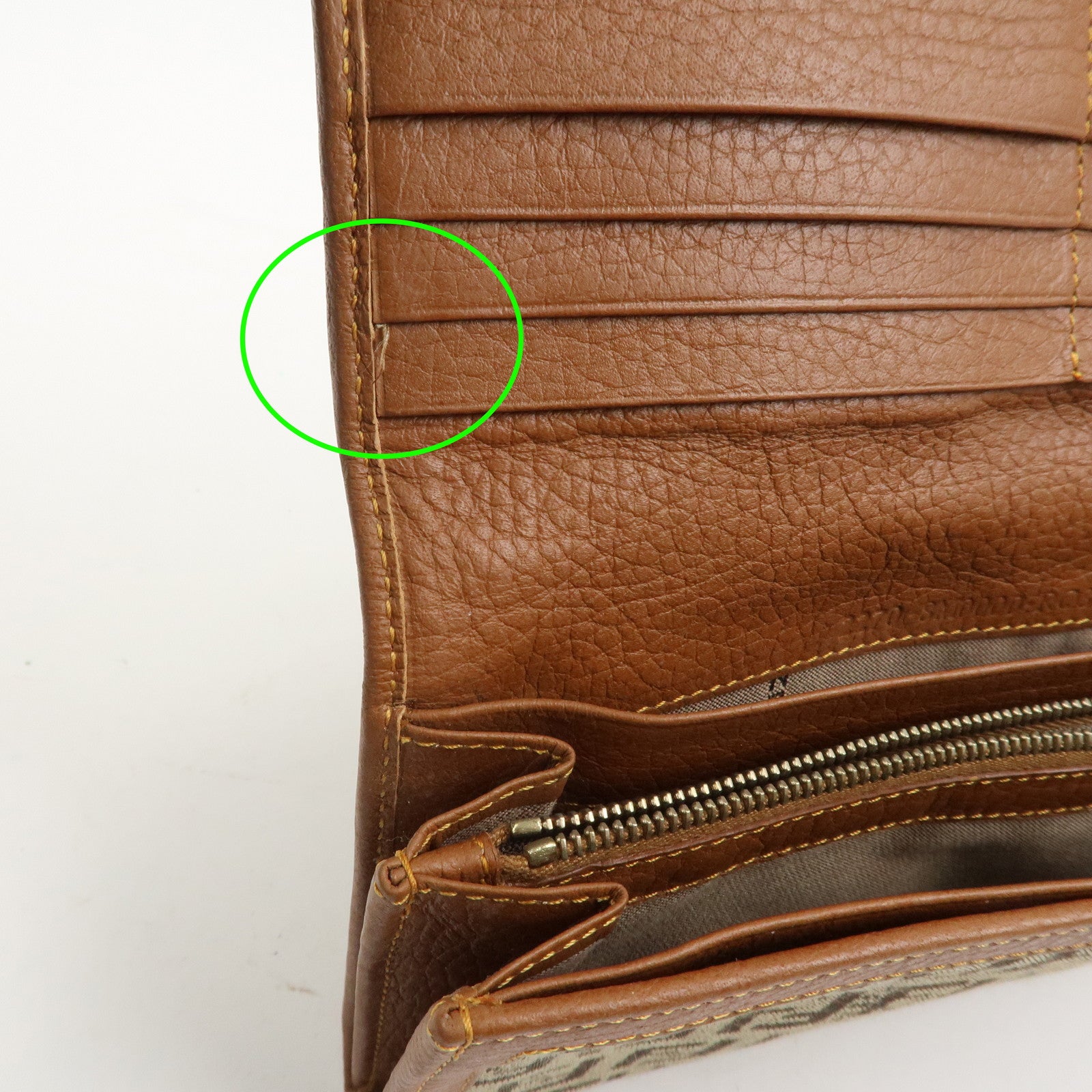 FENDI Zucchino Canvas Leather Bi-fold Long Wallet Brown 8M0000