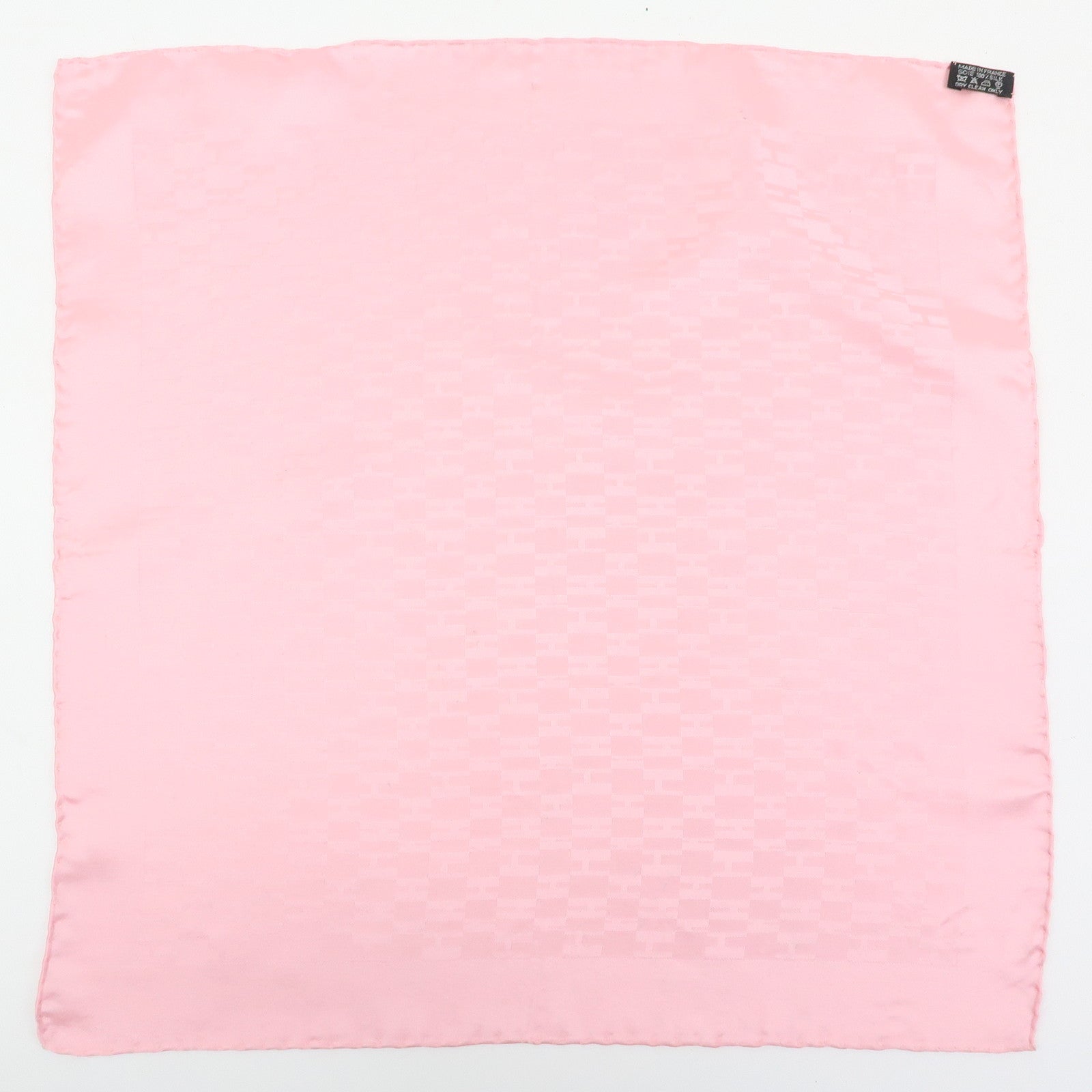 HERMES Pochette Faconnee Grand H Silk 100% Scarf Pocket Square Pink