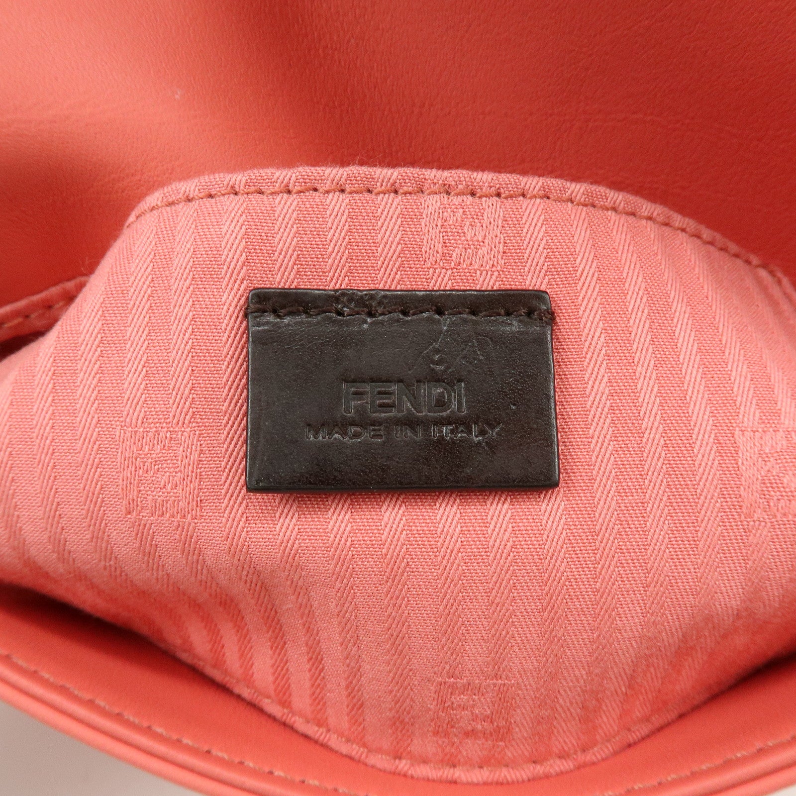 FENDI Leather Chain Shoulder Bag Purse Crossbody Bag Pink 8M0276