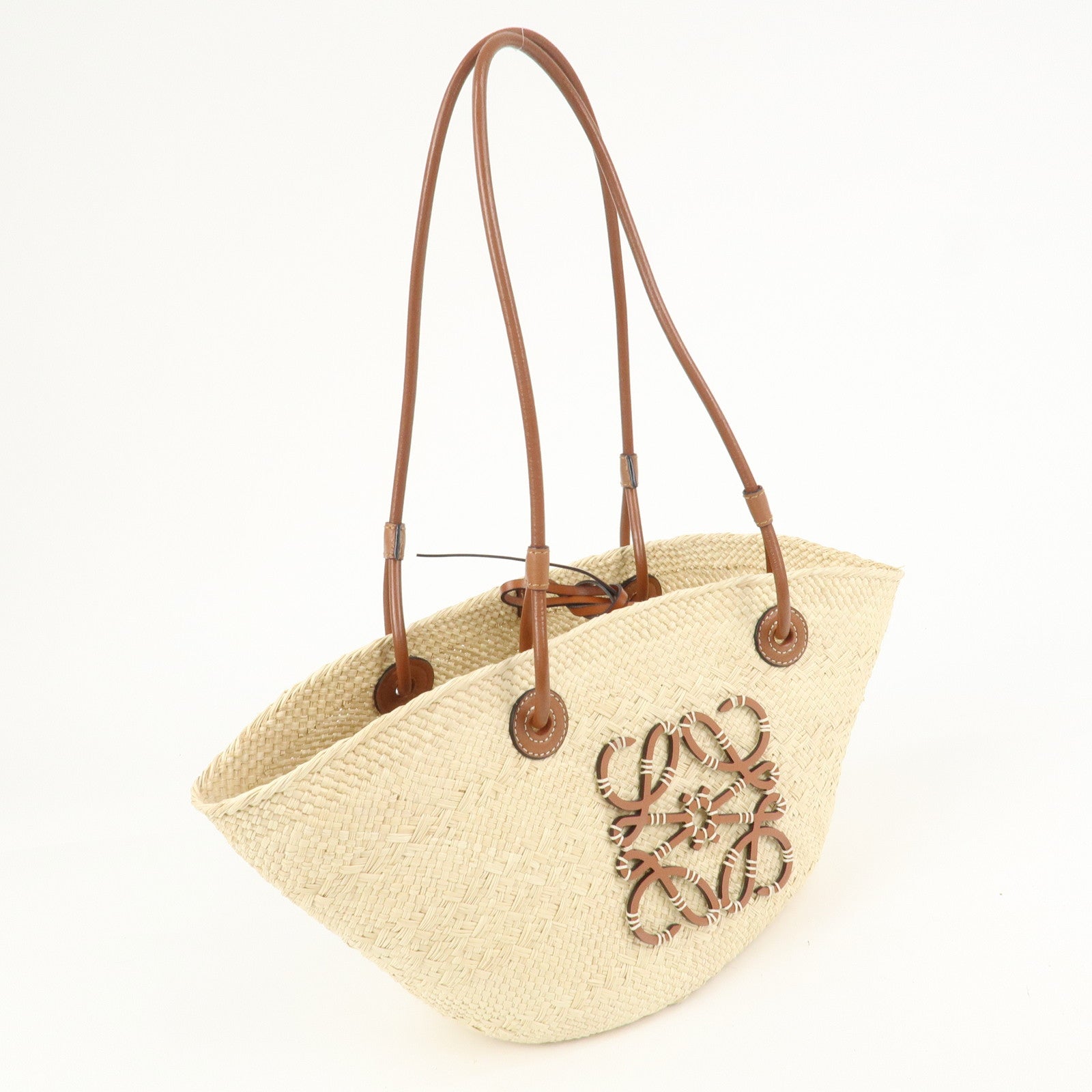 LOEWE Anagram Raffia Basket Bag Shoulder Bag Mini Tote Bag Natural
