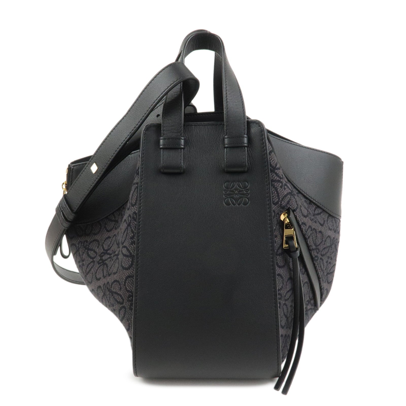 LOEWE Anagram Hammock Small Leather Shoulder Crossbody Bag Black