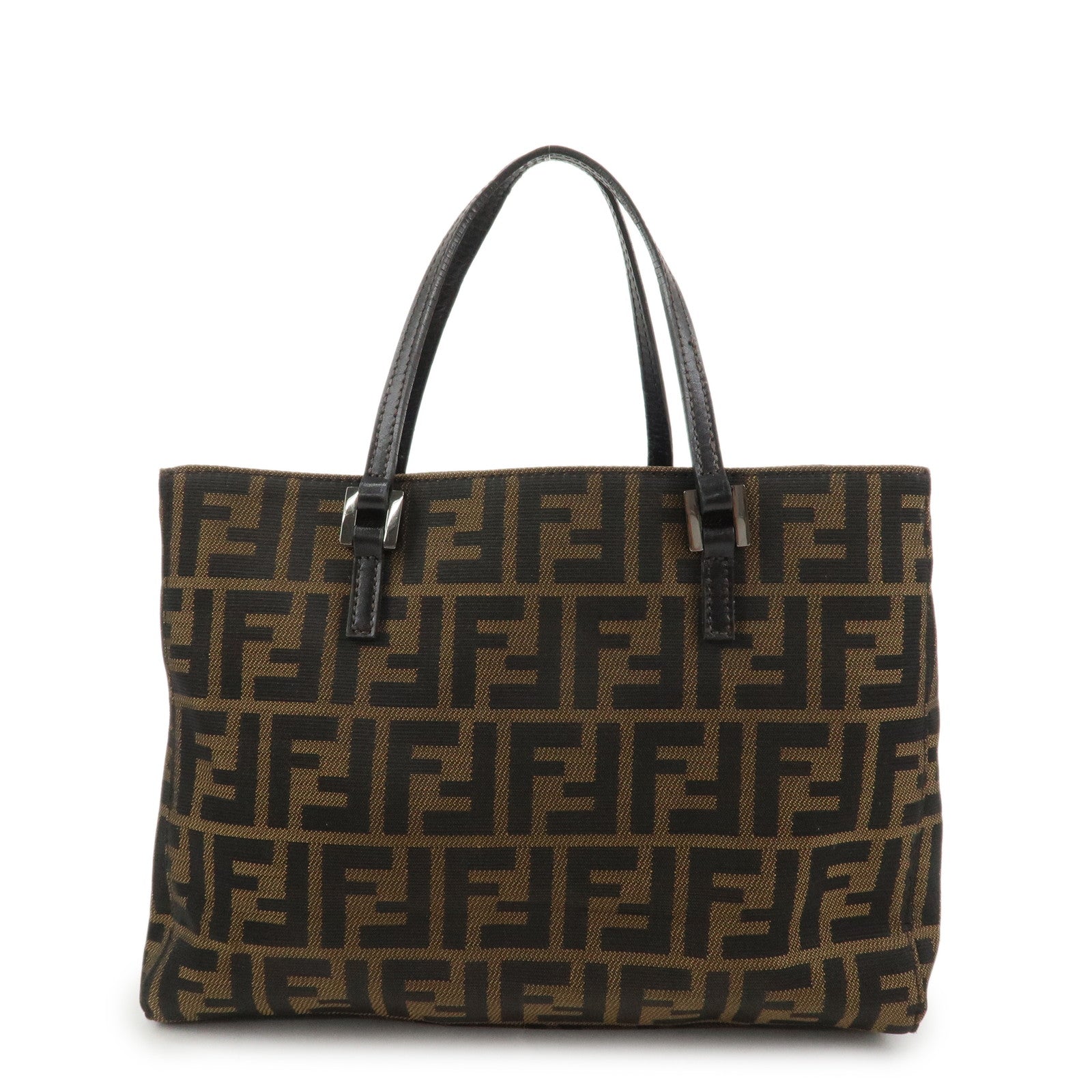 FENDI Zucca Canvas Leather Hand Bag Tote Bag Brown 8BH072