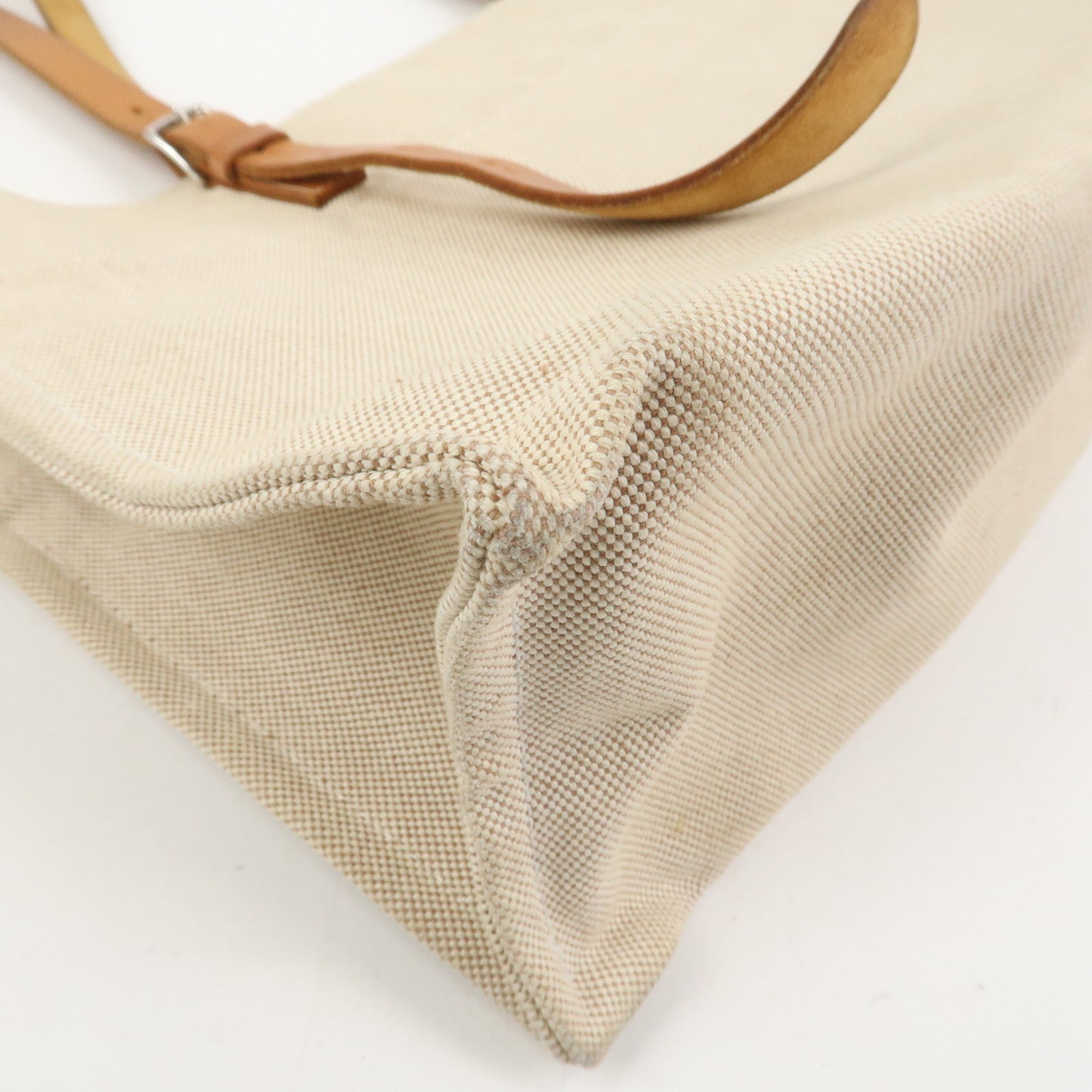 HERMES Etriviere Elan Toile H Leather Tote Bag Natural Brown