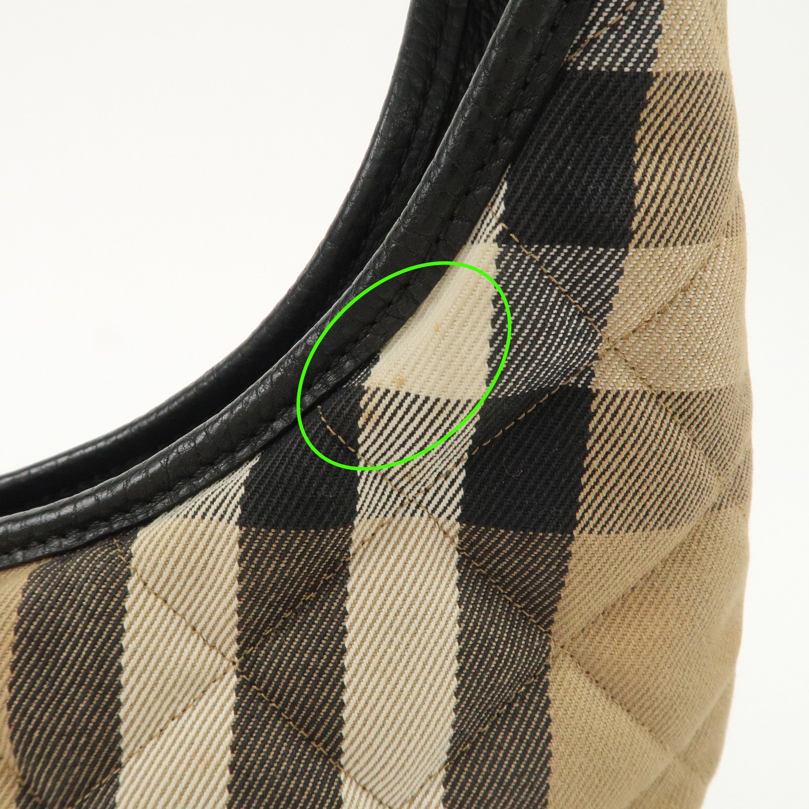 BURBERRY Cotton Leather Shoulder Bag Nova Plaid Brown Black