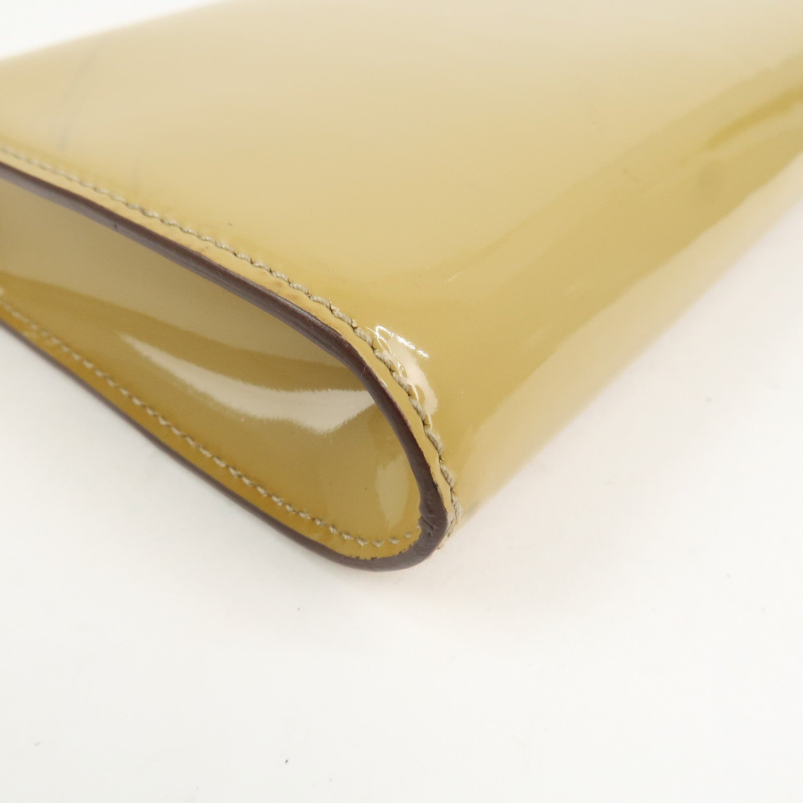 Ferragamo Gancini Patent Leather Chain Shoulder Bag Hand Bag Beige