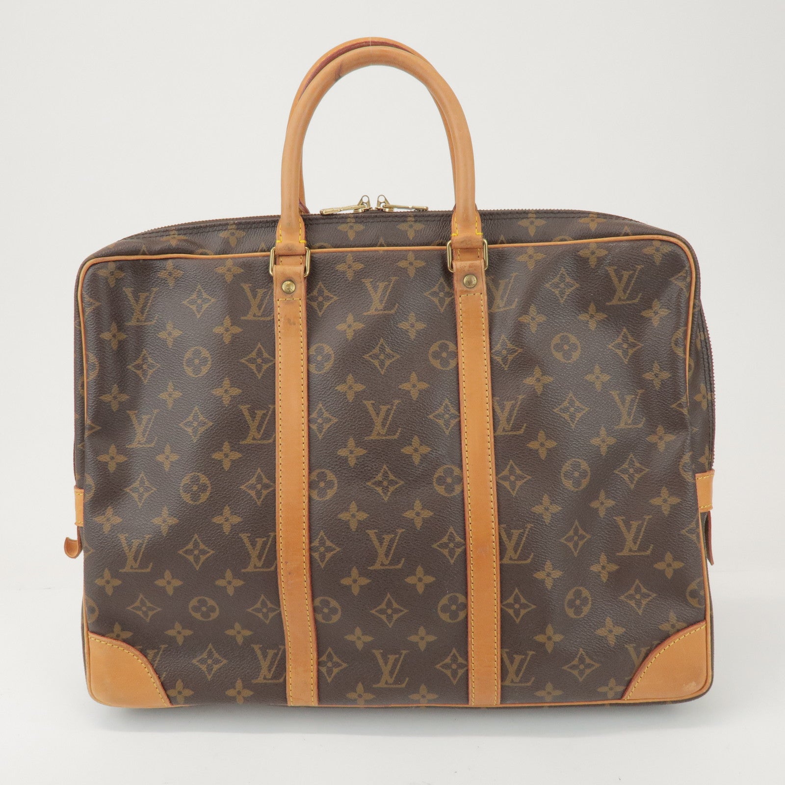 Louis Vuitton Monogram Porte Documents Voyage Bag Brown M53361
