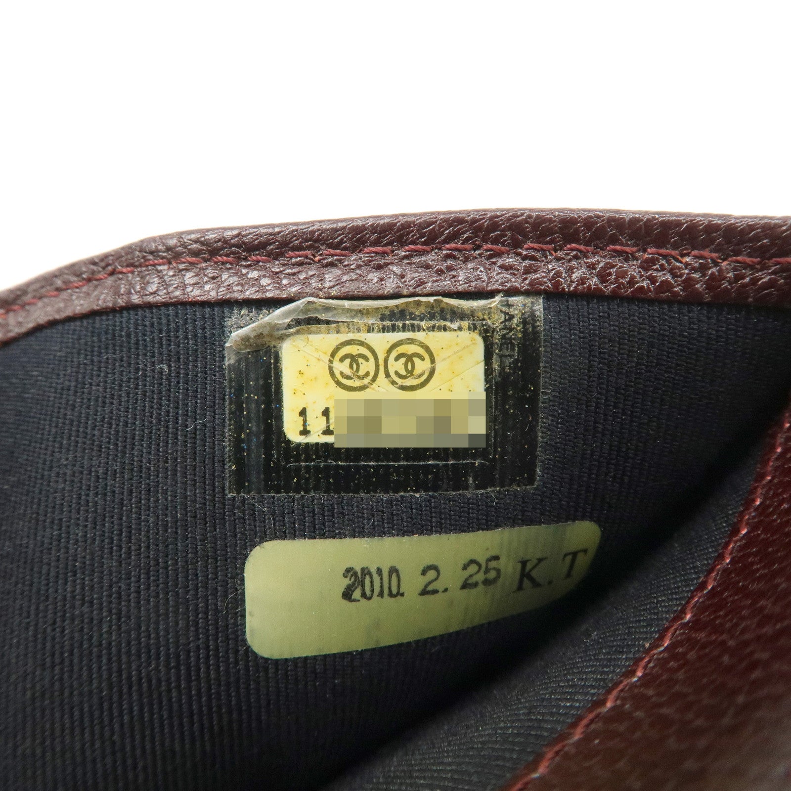 CHANEL Bicolore W Hook Leather Compact Wallet Black A33910 Used