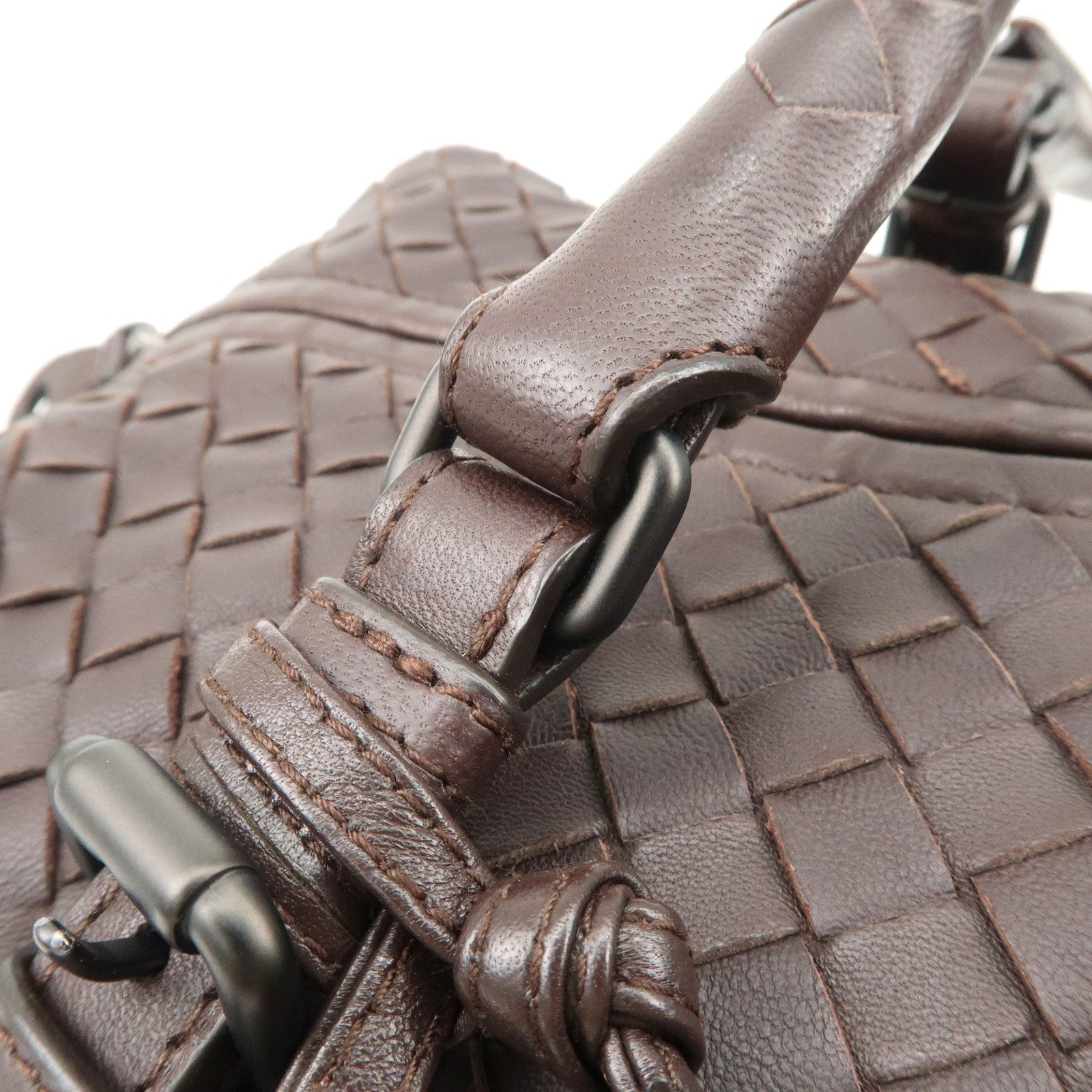 BOTTEGA VENETA Intrecciato Montaigne Leather Boston Bag Brown 173398 Used