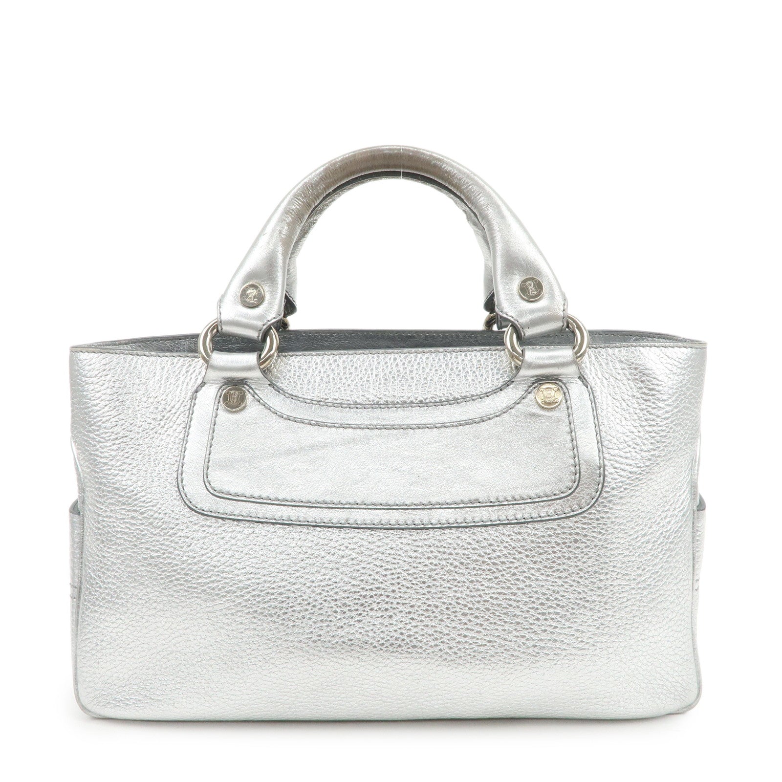 CELINE Leather Boogie Bag Hand Bag Tote Bag Silver