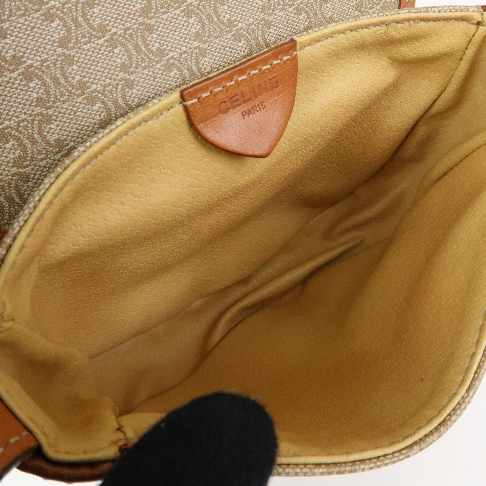 CELINE Macadam PVC Leather Shoulder Bag Crossbody Bag Beige Brown