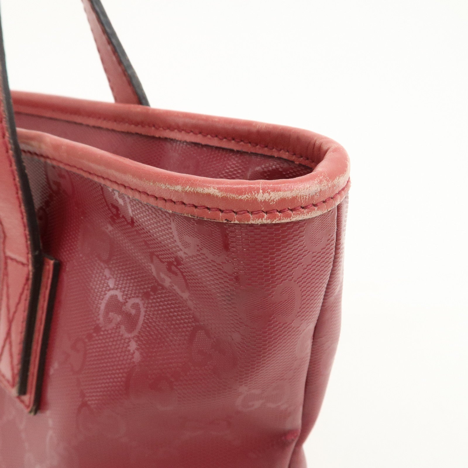 GUCCI Logo GG Imprime Leather Tote Bag Shoulder Bag Pink 211138