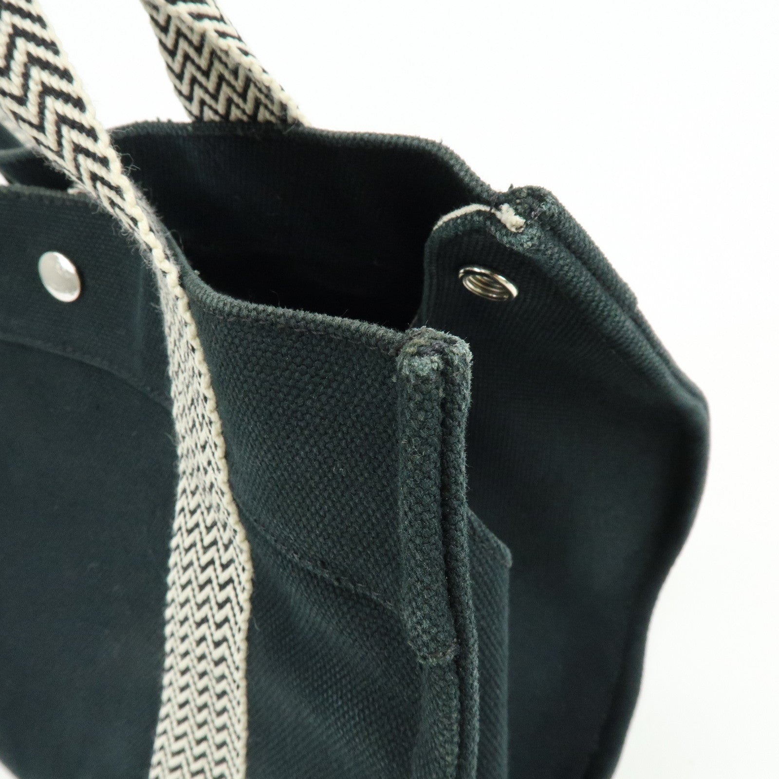 HERMES Cannes PM Canvas Tote Bag Hand Bag Black
