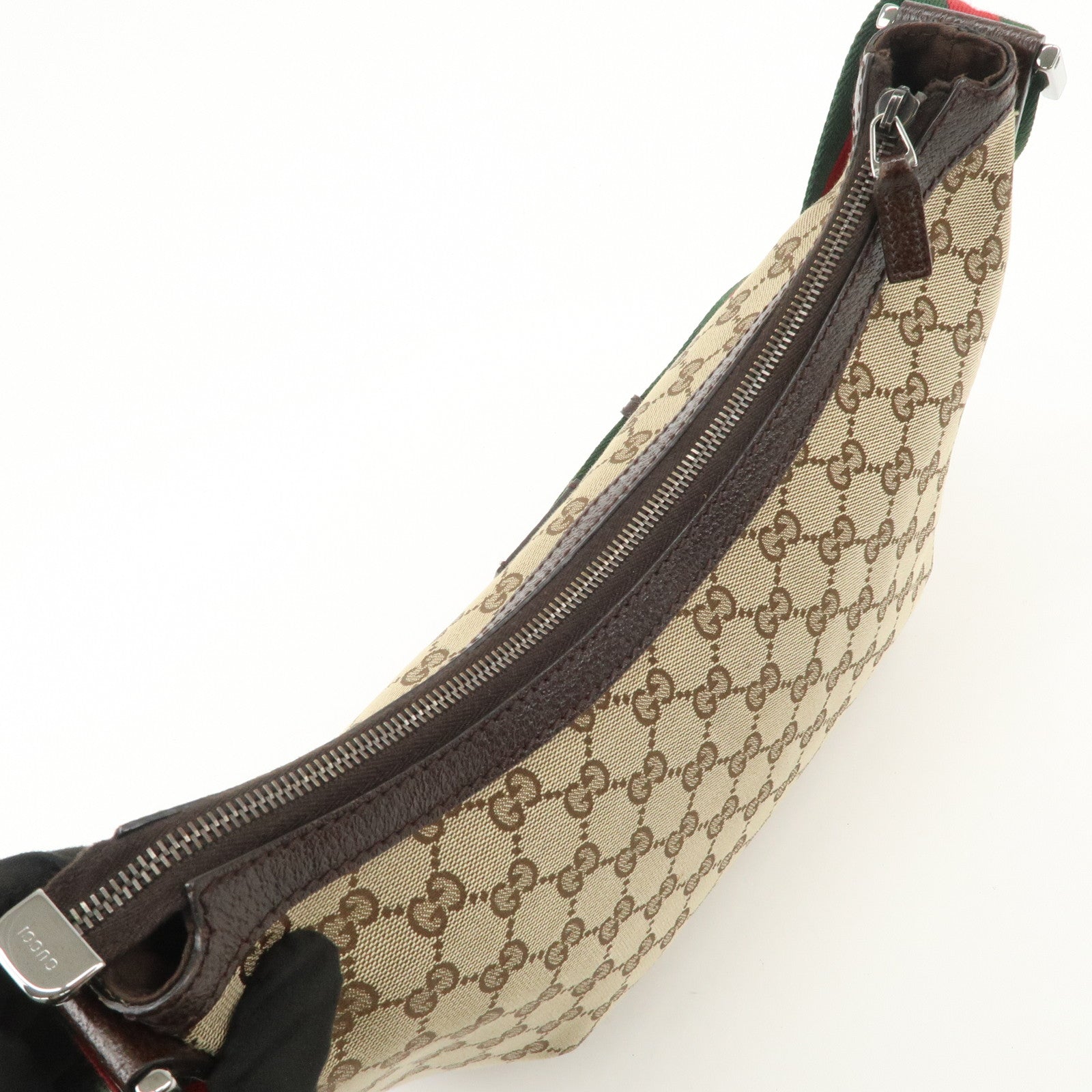 GUCCI Sherry GG Canvas Leather Shoulder Bag Beige Brown 181092