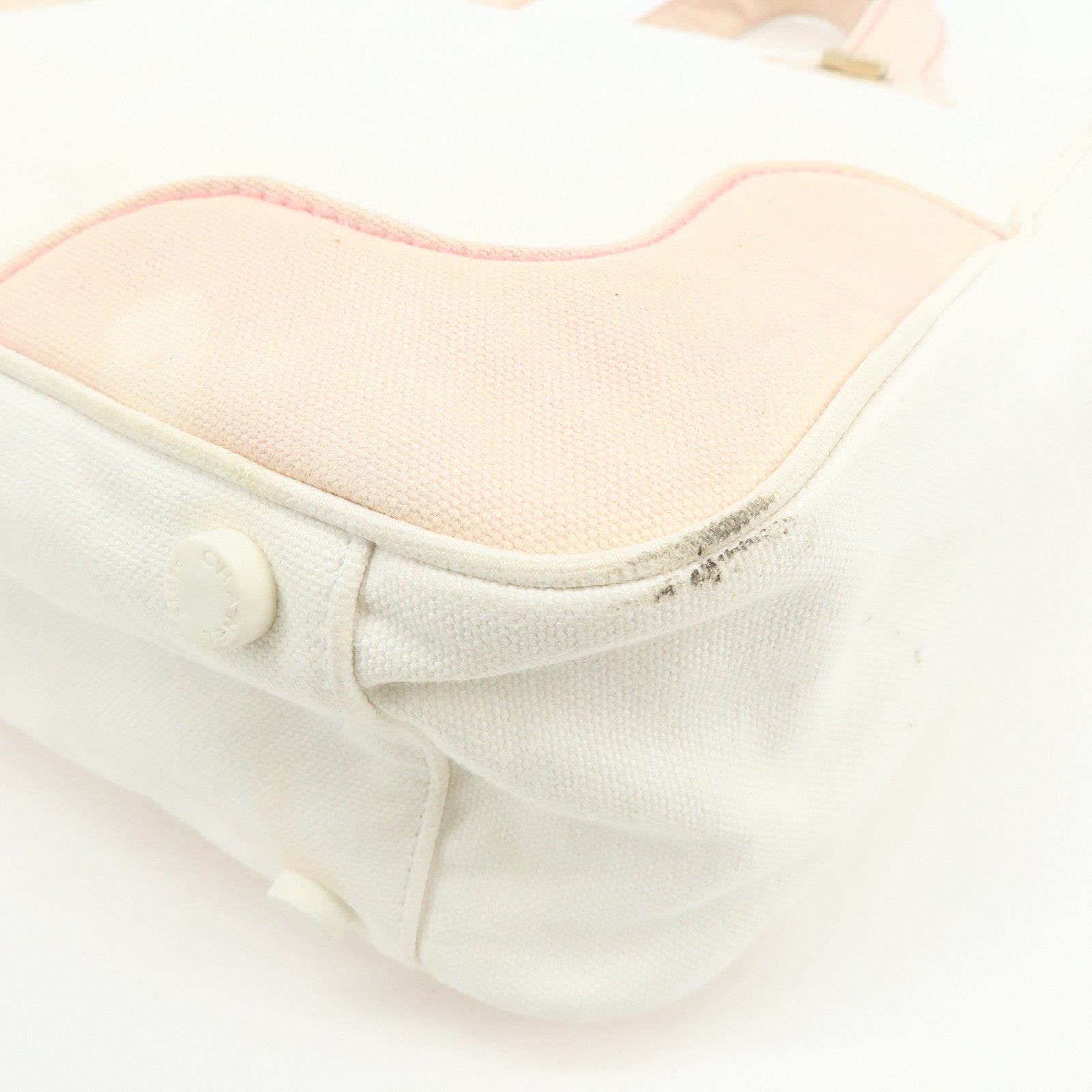 CHANEL Marshmallow Canvas Hand Bag Tote Bag White Pink