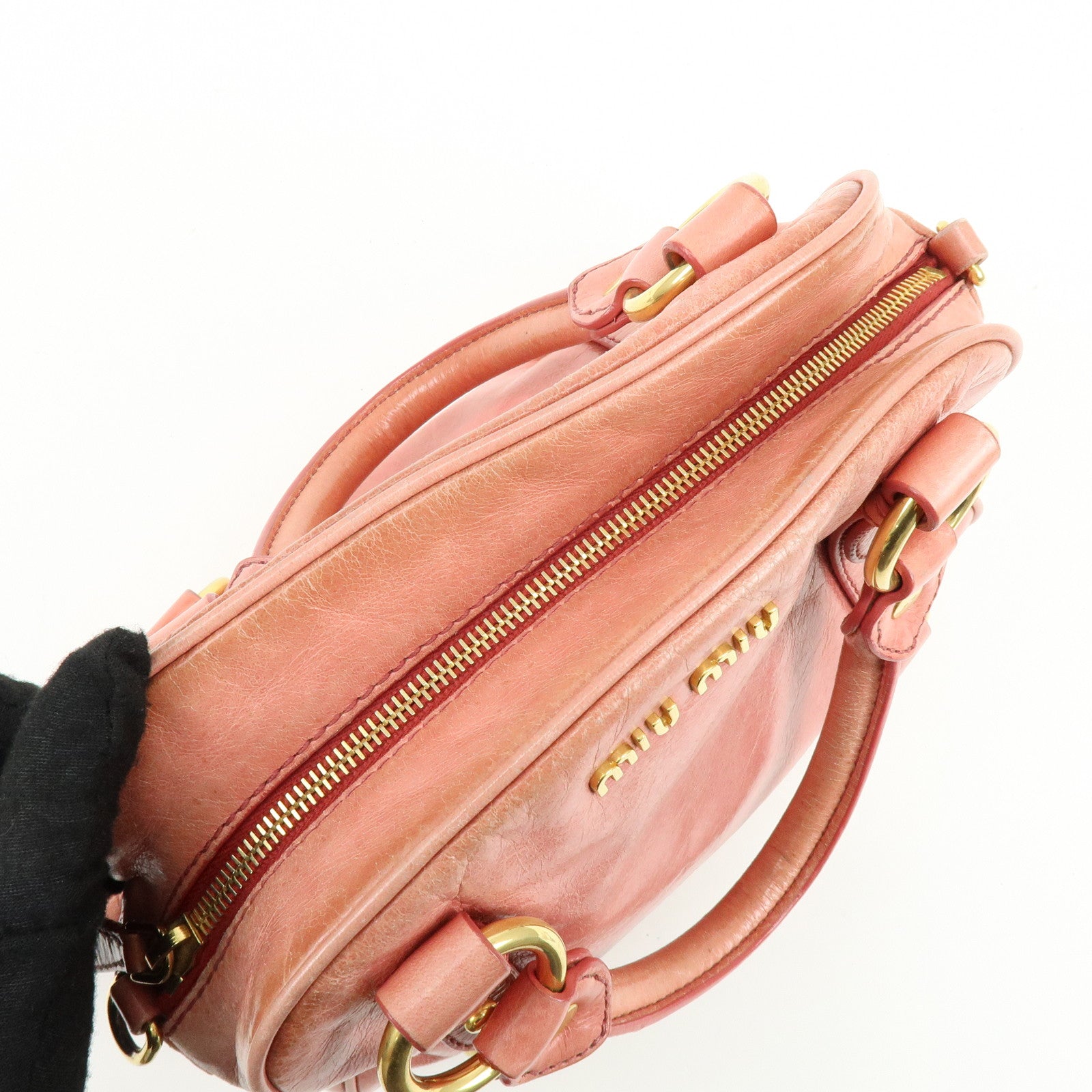 MIU MIU Leather 2Way Bag Hand Bag Shoulder Bag Pink