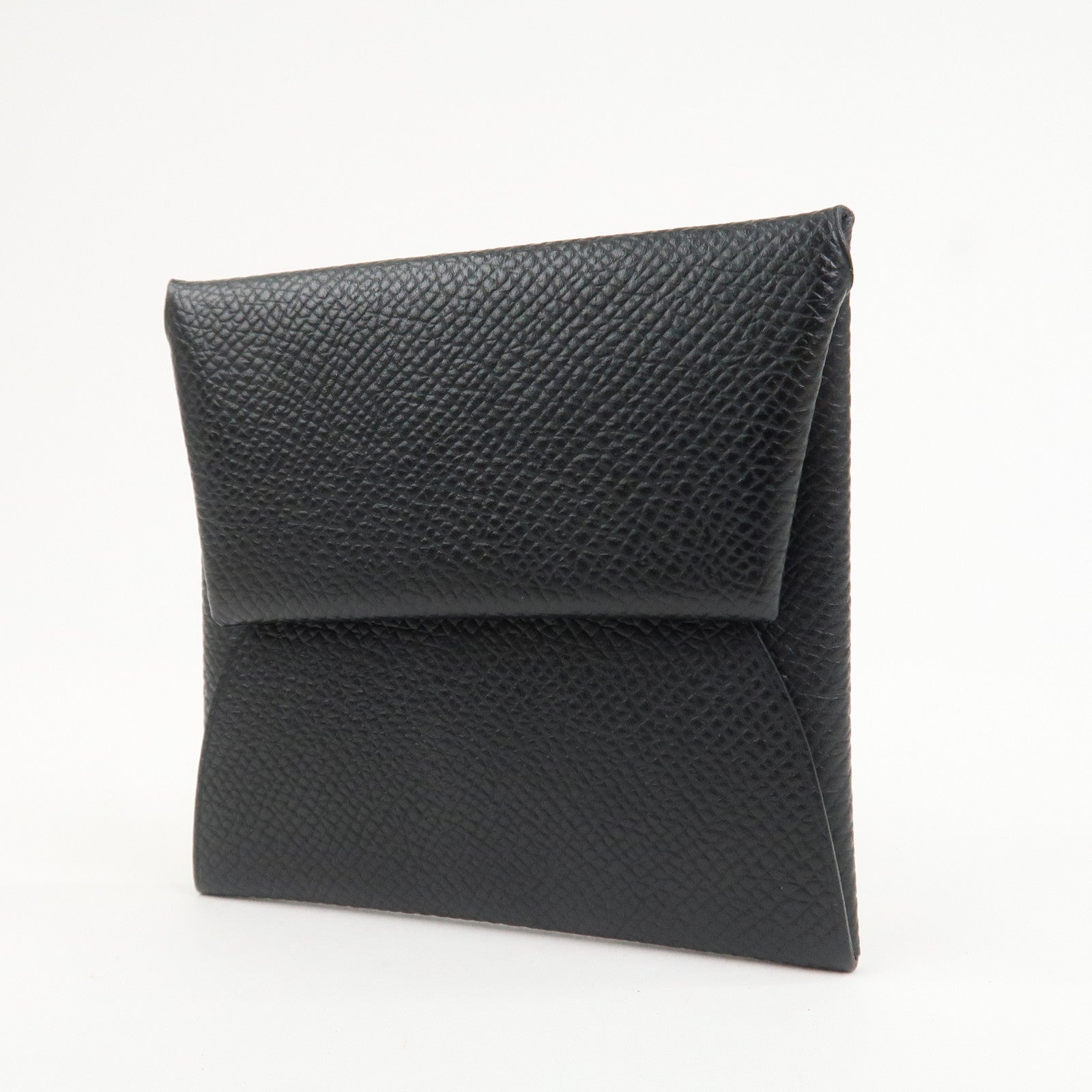 HERMES BASTIA Leather Coin Case Coin Purse Black