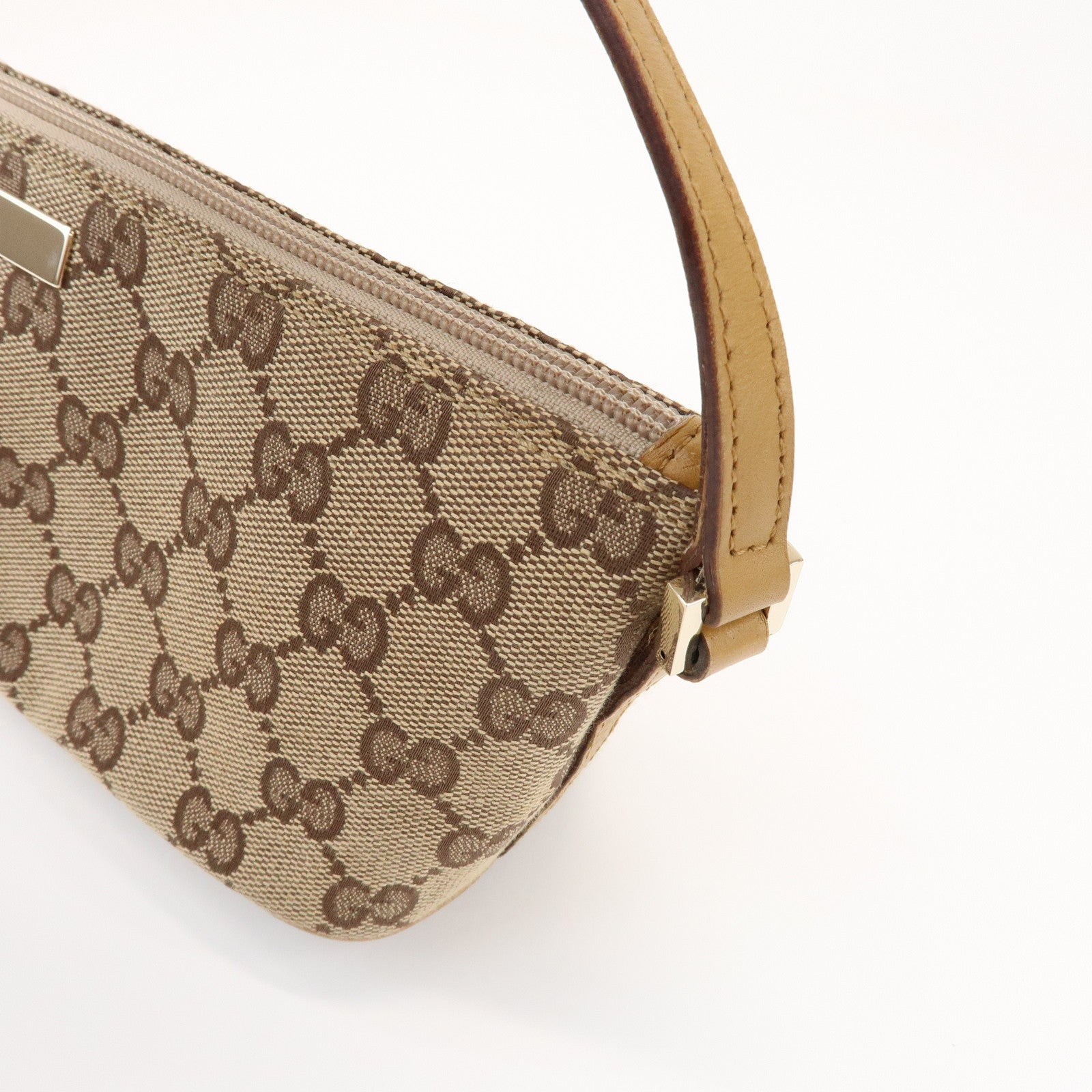 GUCCI Boat Bag GG Canvas Leather Accessory Pouch Hand Bag 039・1103