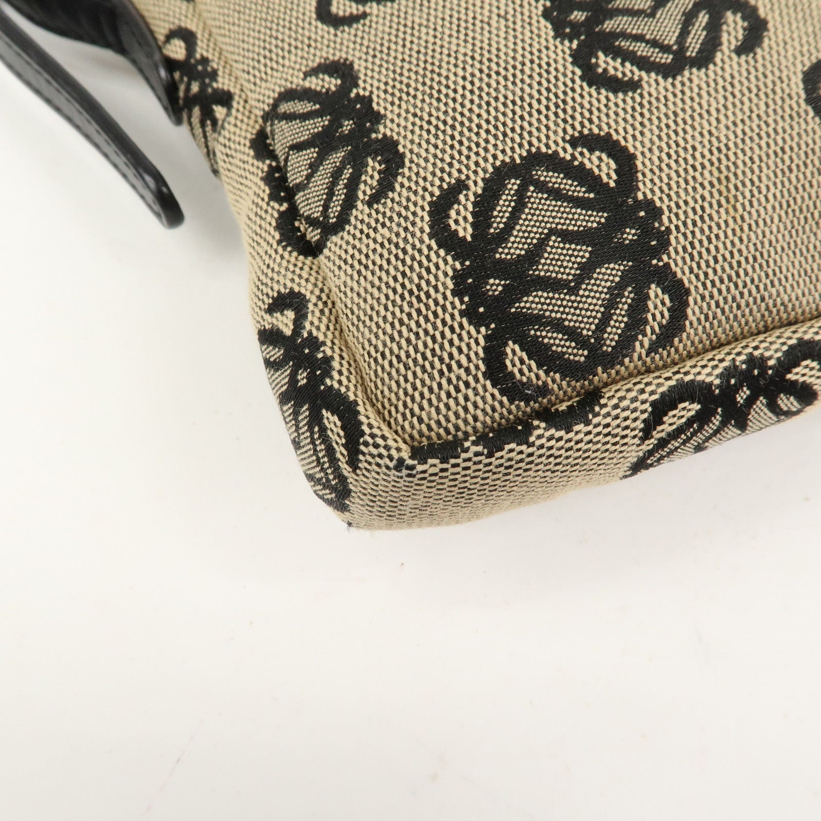 LOEWE Anagram Canvas Leather Accessory Pouch Shoulder Bag Beige