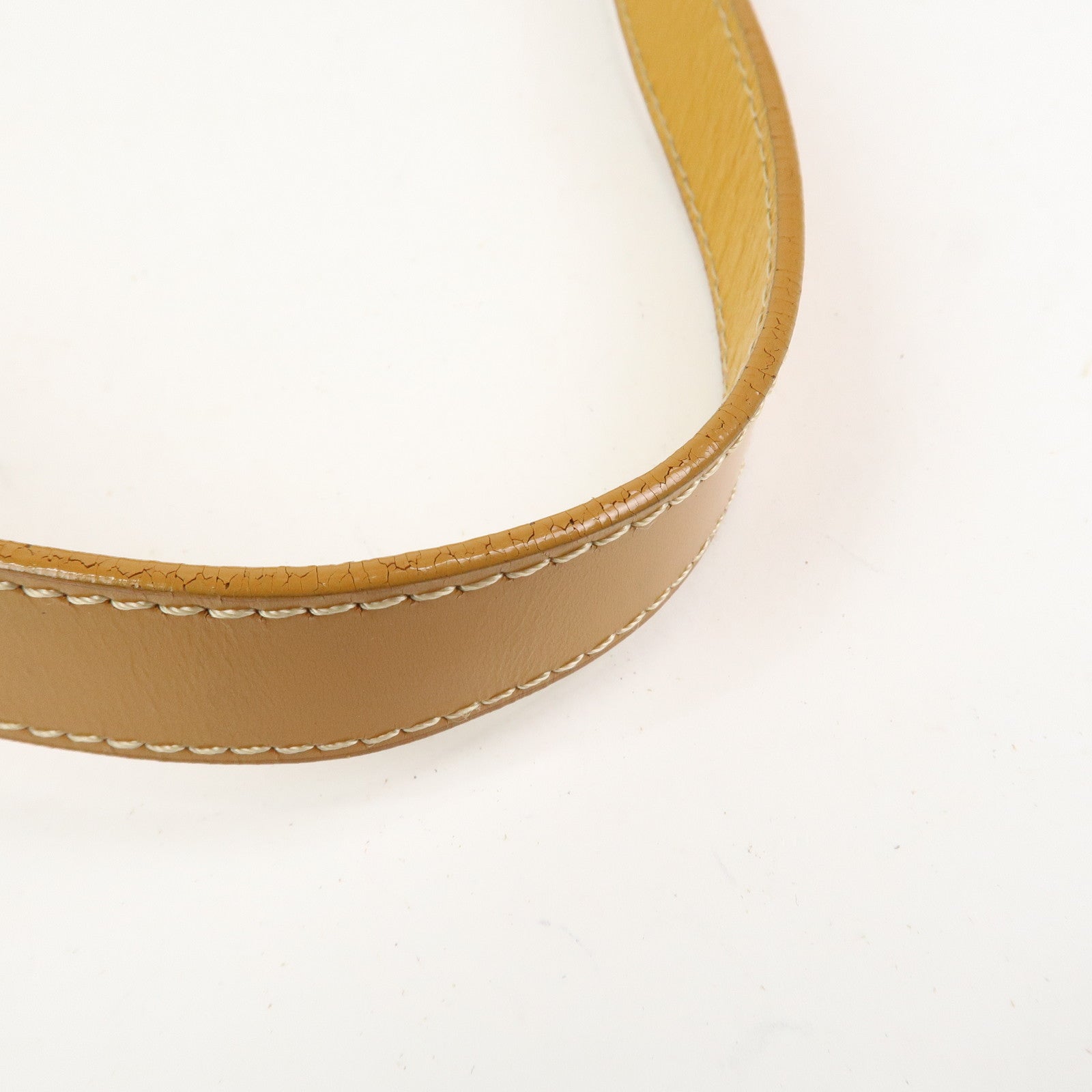 BURBERRY Logo Leather Shoulder Bag Hand Bag Yellow Beige