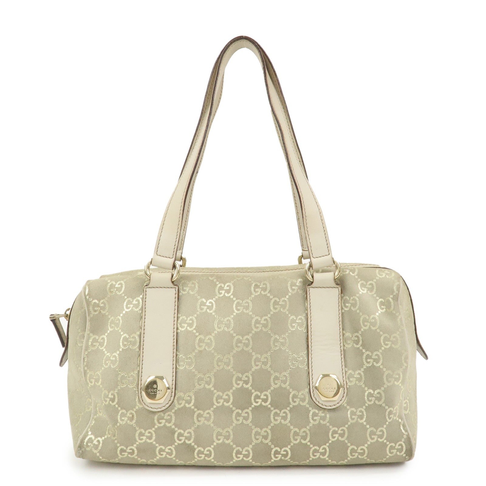 GUCCI GG Monogram Suede Leather Mini Boston Bag Shoulder Bag 152457