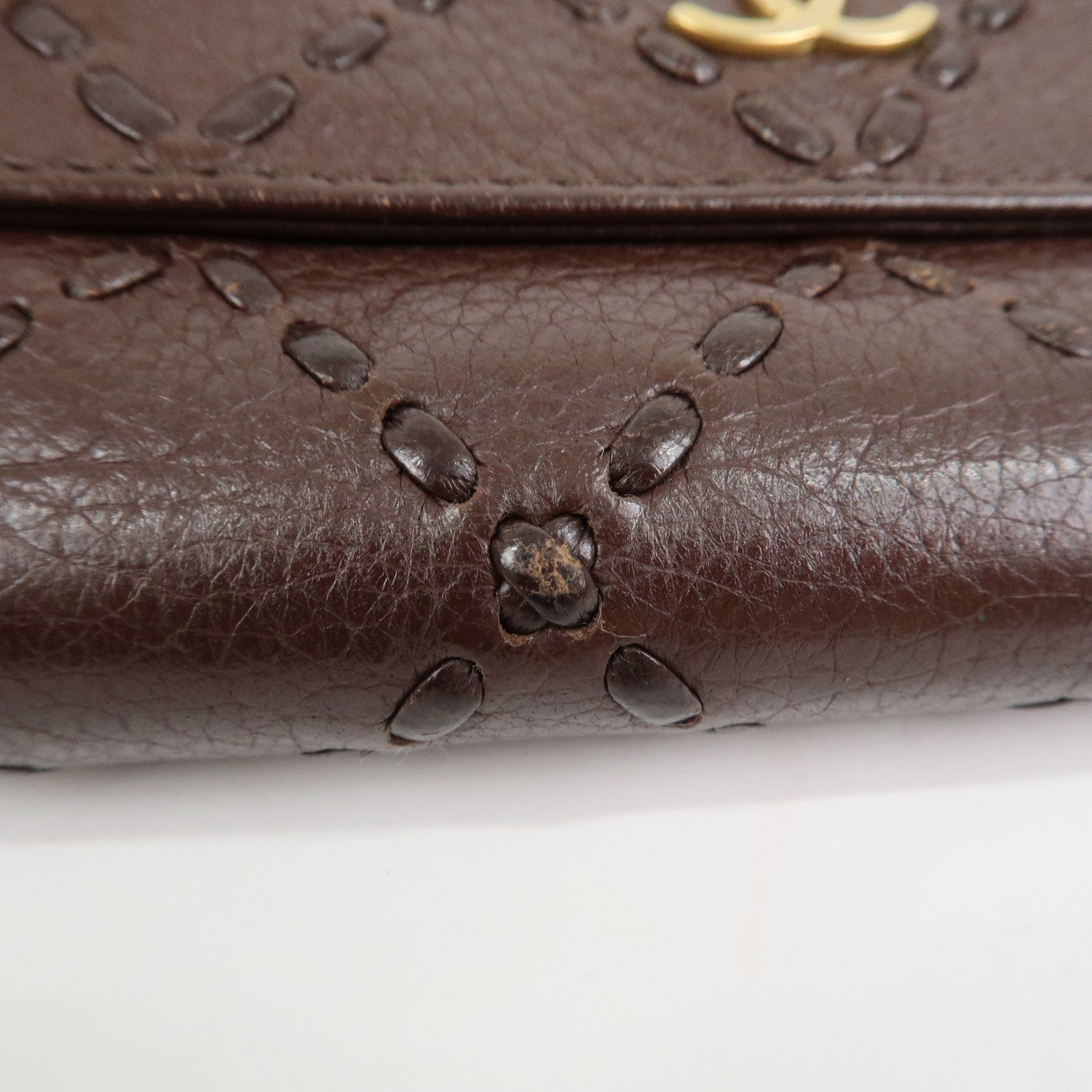 CHANEL COCO Mark Wild Stitch Caviarskin Compact Tri-fold Wallet