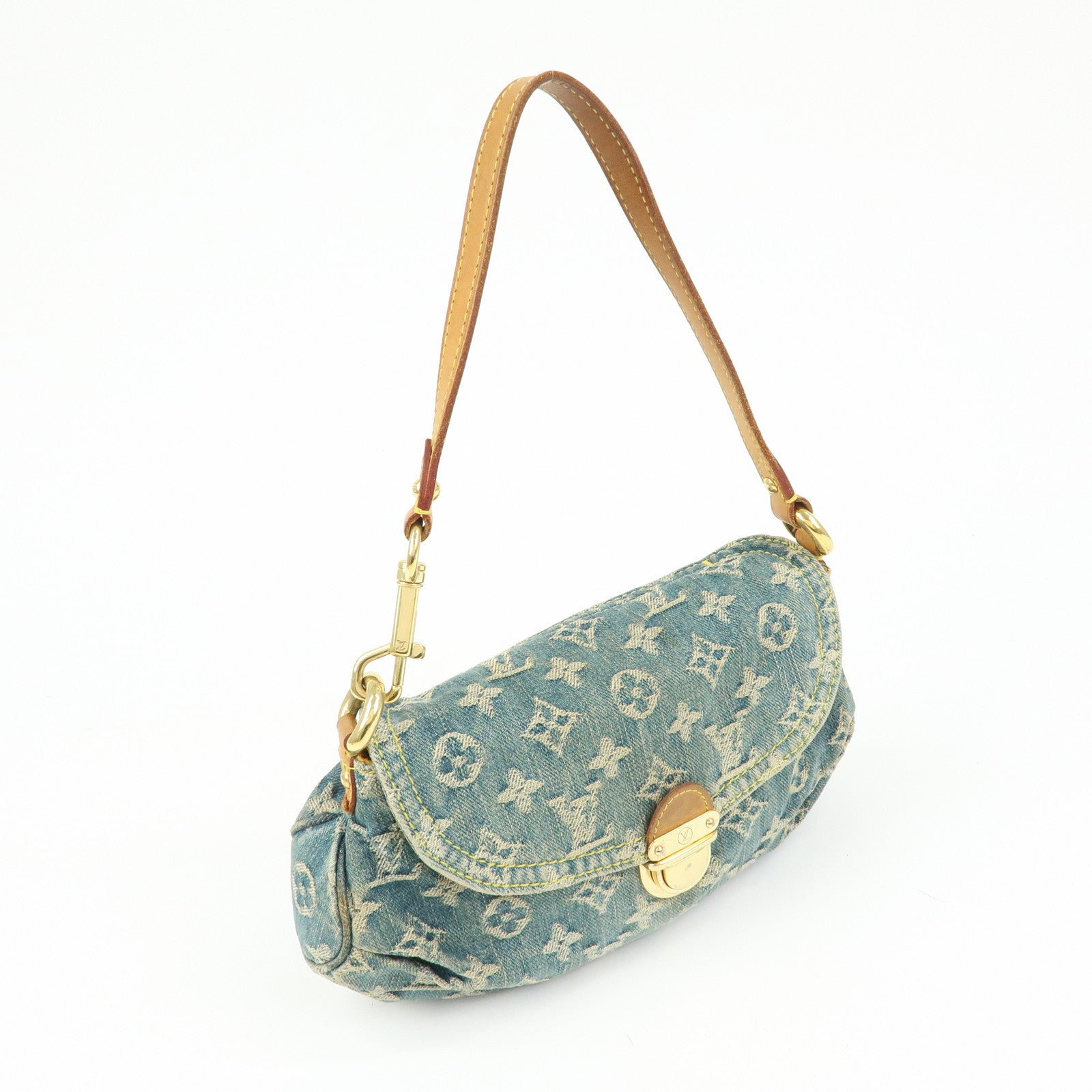 Louis Vuitton Monogram Denim Mini Pleaty Shoulder Bag Blue M95050