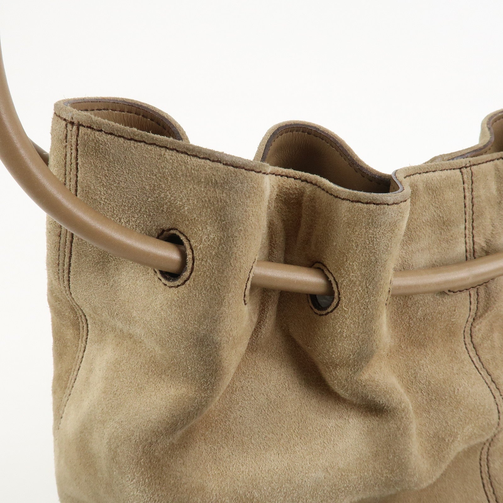 Ferragamo Suede Shoulder Bag Hand Bag Beige