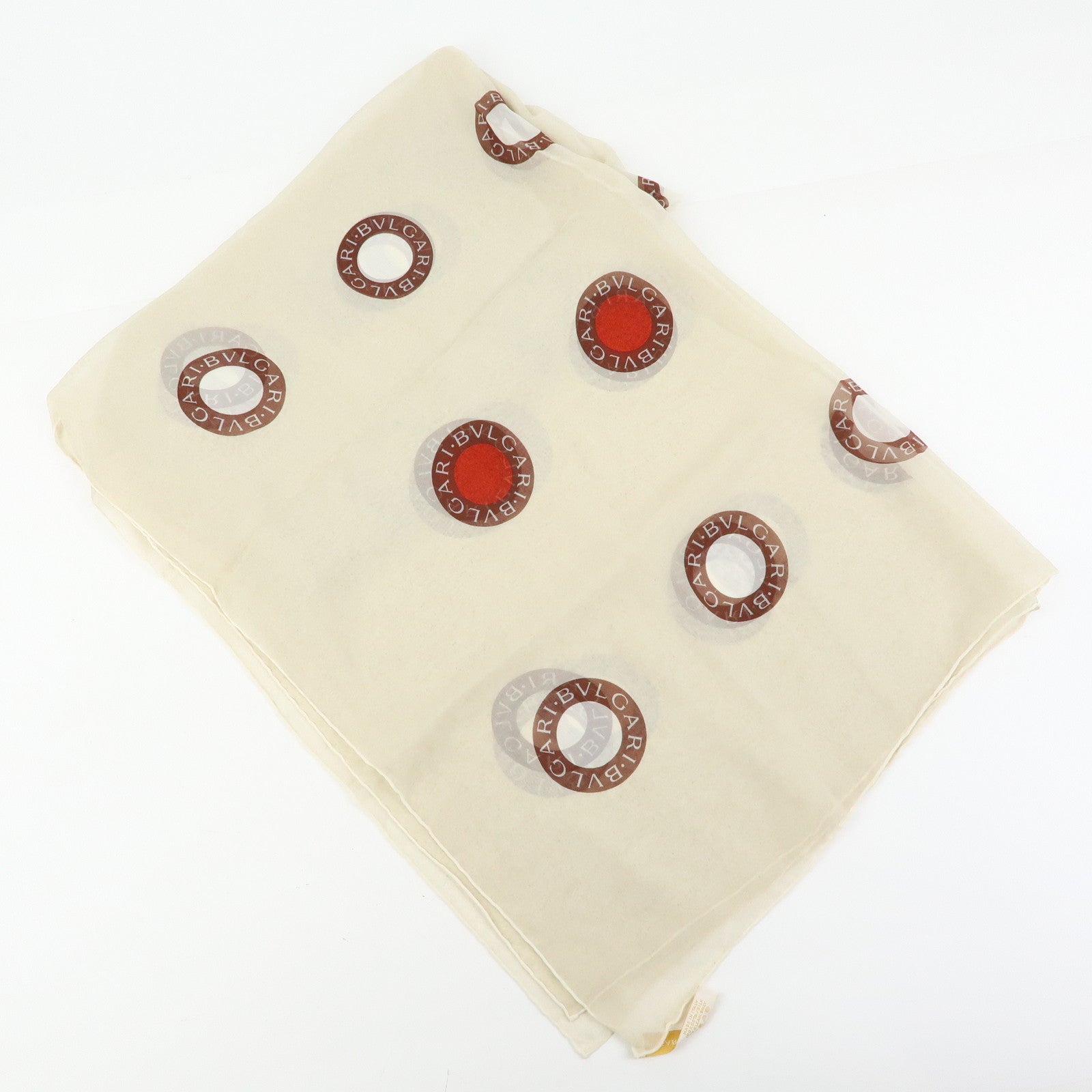 BVLGARI BVLGARI Silk 100% Sheer Scarf Beige Red