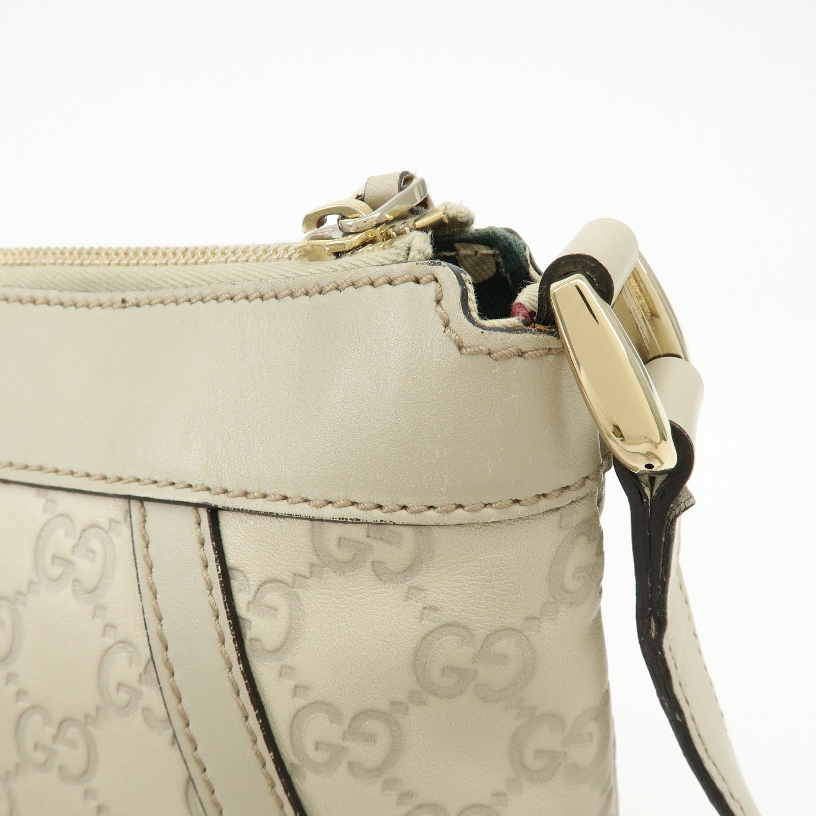 Gucci Abbey Guccissima Leather Shoulder Crossbody Bag Ivory 203257