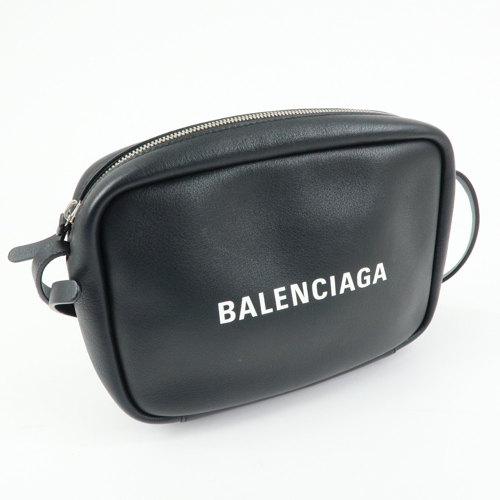 BALENCIAGA Everyday Camera Bag Leather Shoulder Bag S Black 489812