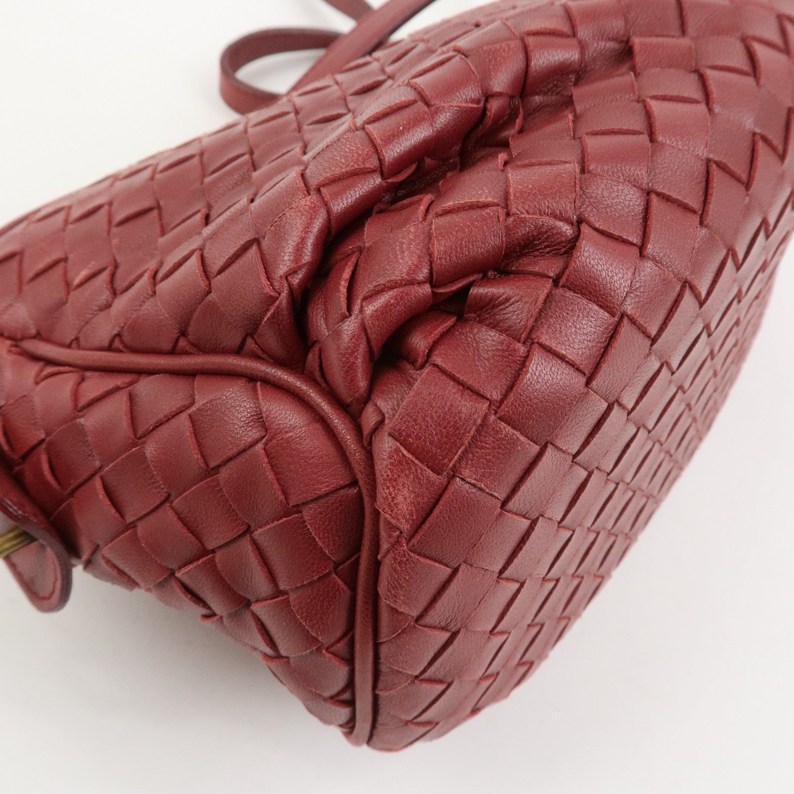 BOTTEGA VENETA Intrecciato Nappa Leather Shoulder Bag Wine Red