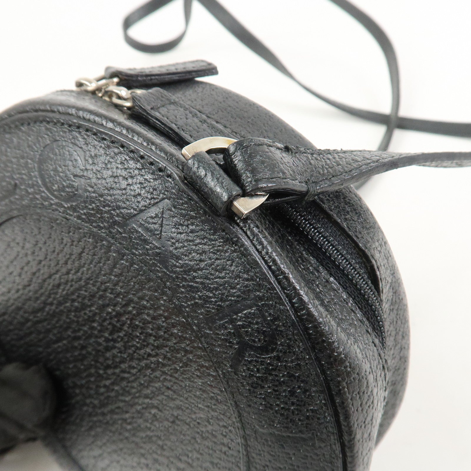 BVLGARI Logo B-Zero 1 Drum Leather Shoulder Bag Black