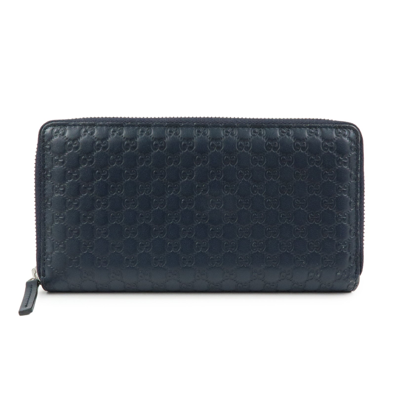 GUCCI Microguccissima Leather Round Zippy Long Wallet Navy 307987