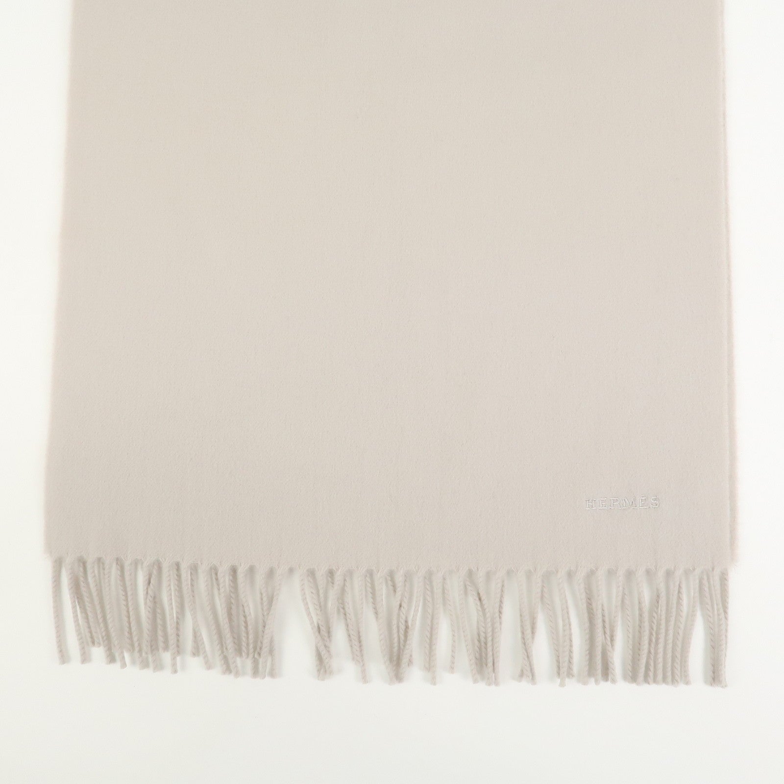 HERMES Cashmere 100% Scarf Stole Ivory