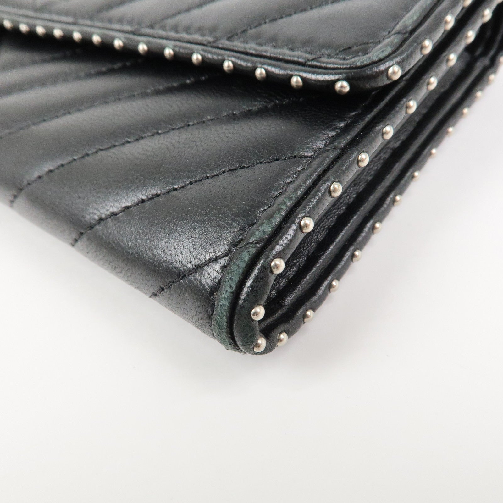 CHANEL COCO Mark V Stitch Leather Flap Long Wallet Black A81217