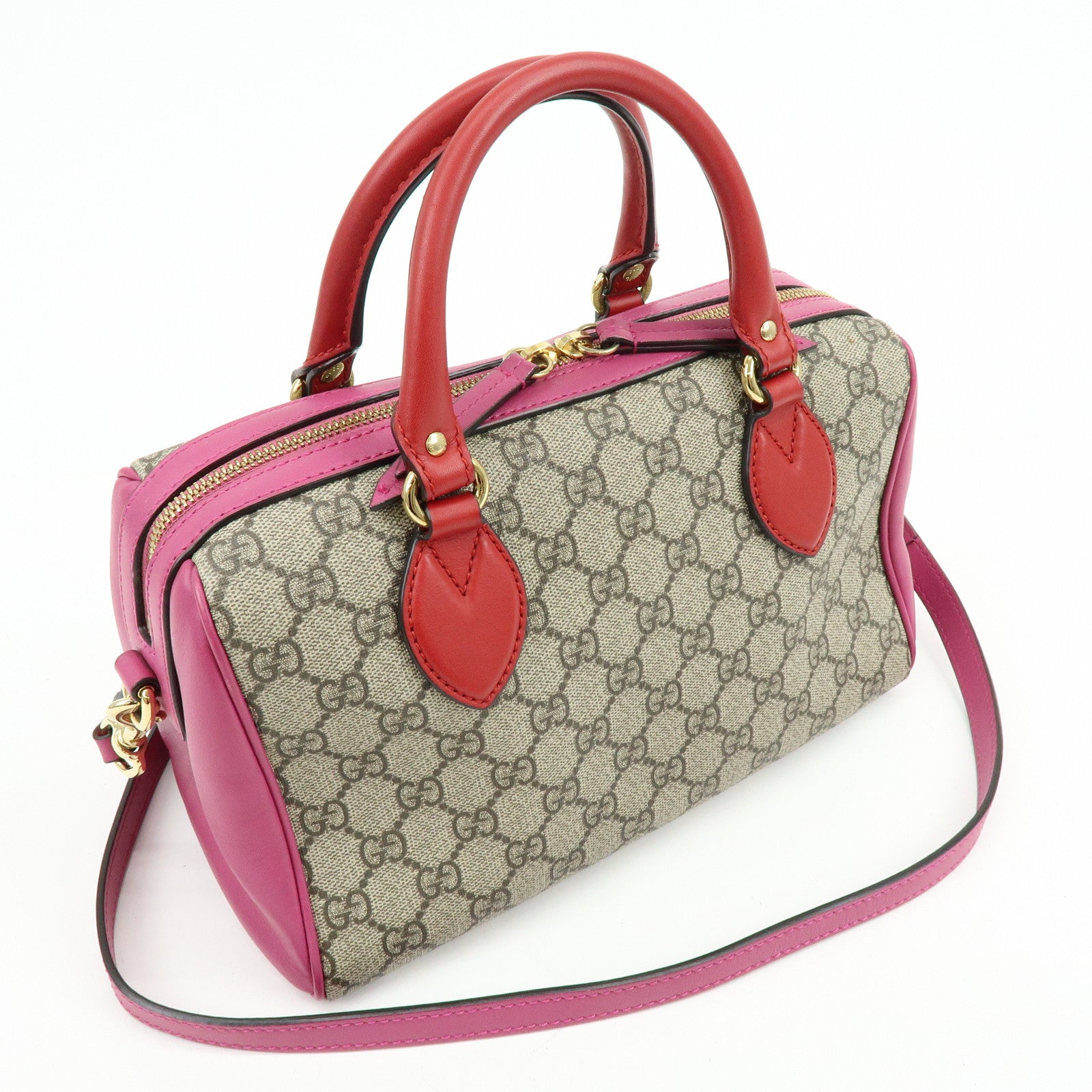 GUCCI GG Supreme Leather 2Way Bag Hand Shoulder Bag Beige 409529