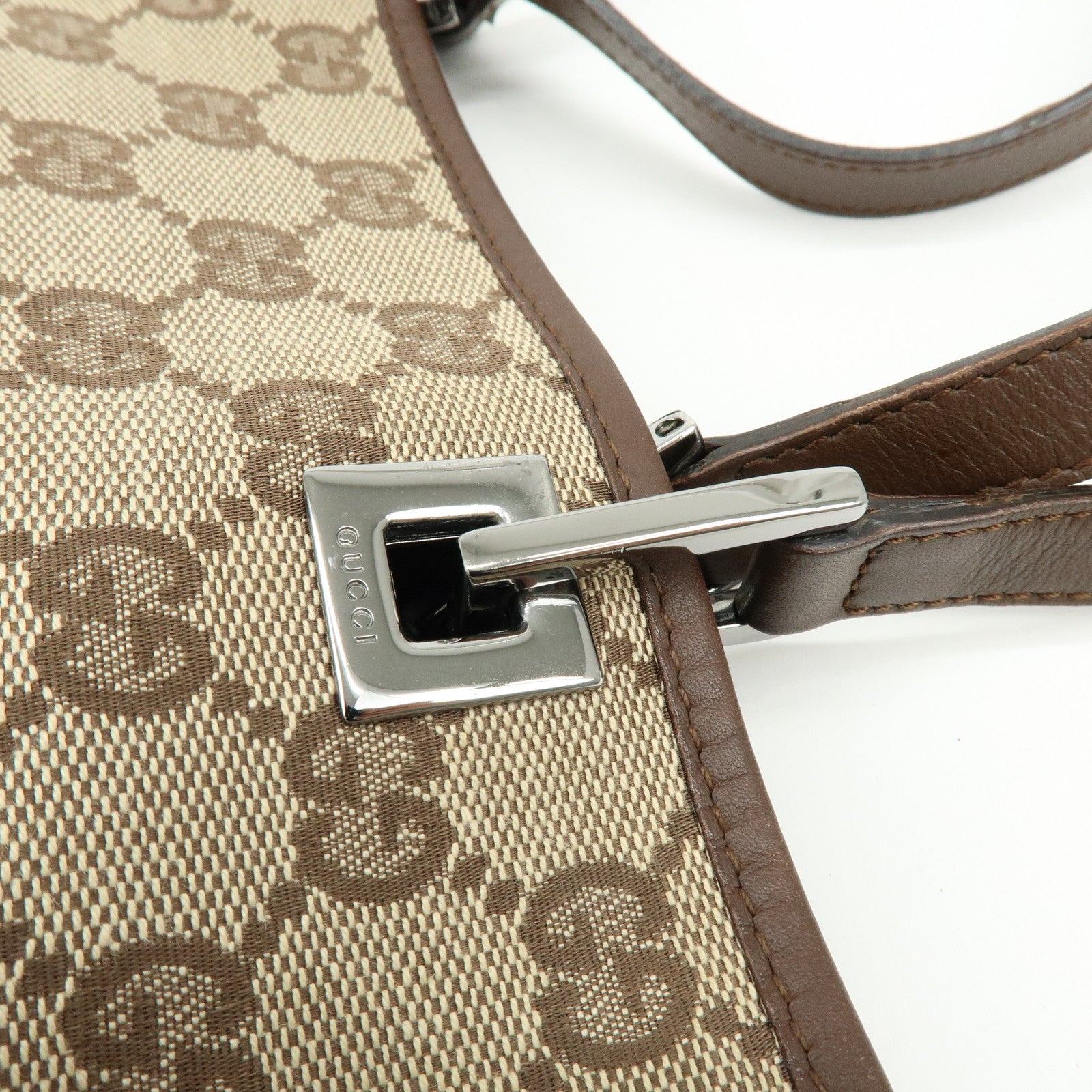 GUCCI GG Canvas Leather Tote Bag Shoulder Bag Beige Brown 31244