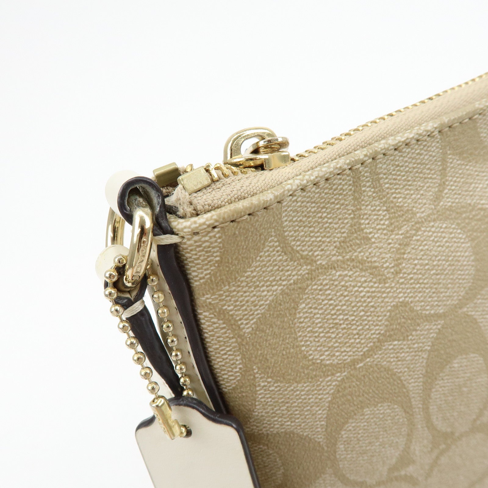 COACH Signature PVC Leather Shoulder Crossbody Bag Beige White