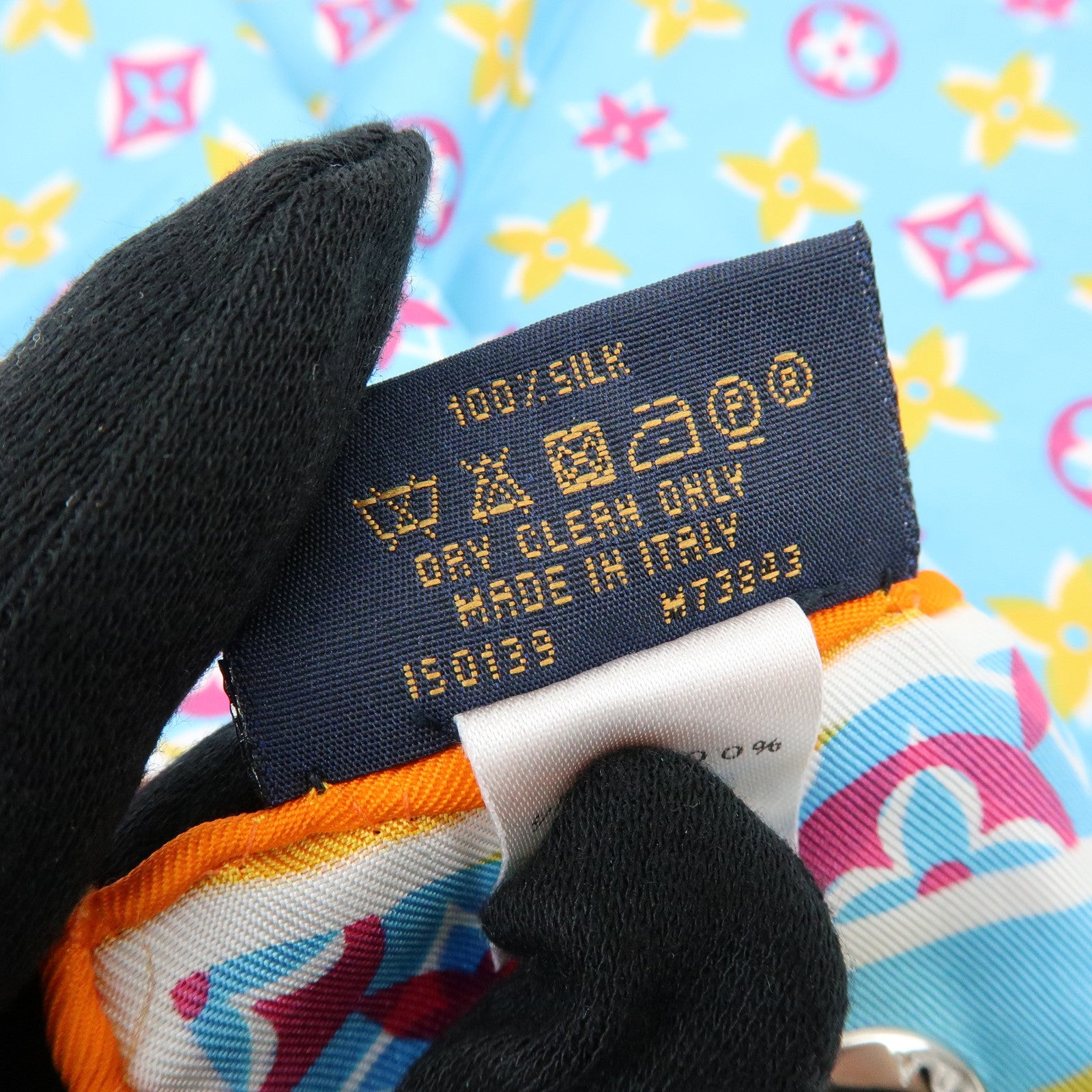Louis Vuitton Monogram Silk 100% Scarf Blue Orange M73843