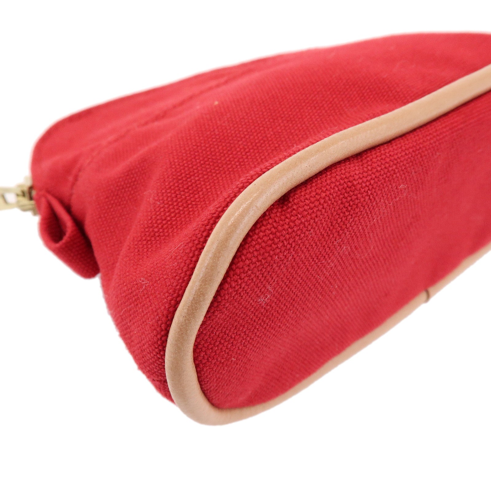 HERMES Canvas Leather Bolide Mini Mini Pouch Cosmetic Pouch Red