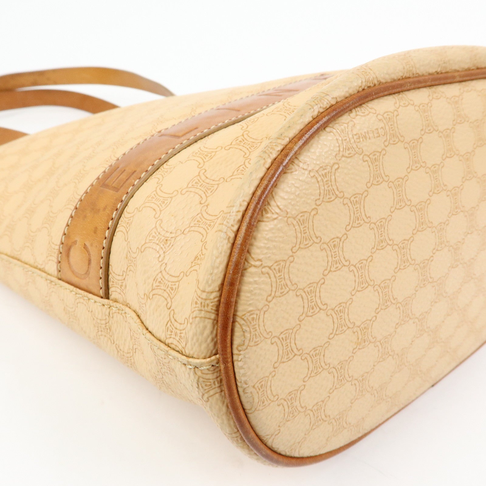 CELINE Macadam PVC Leather Tote Bag Shoulder Bag Beige Light Brown