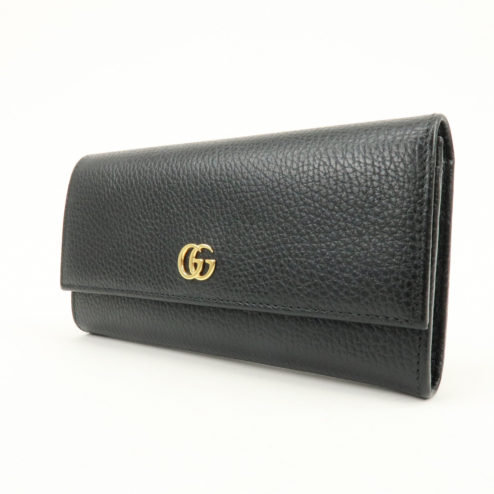GUCCI GG Marmont Leather Long Flap Wallet Black 456116