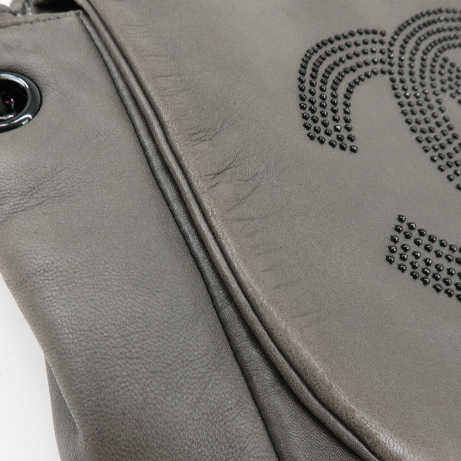 CHANEL COCO Mark Lamb Skin Chain Flap Shoulder Bag Gray