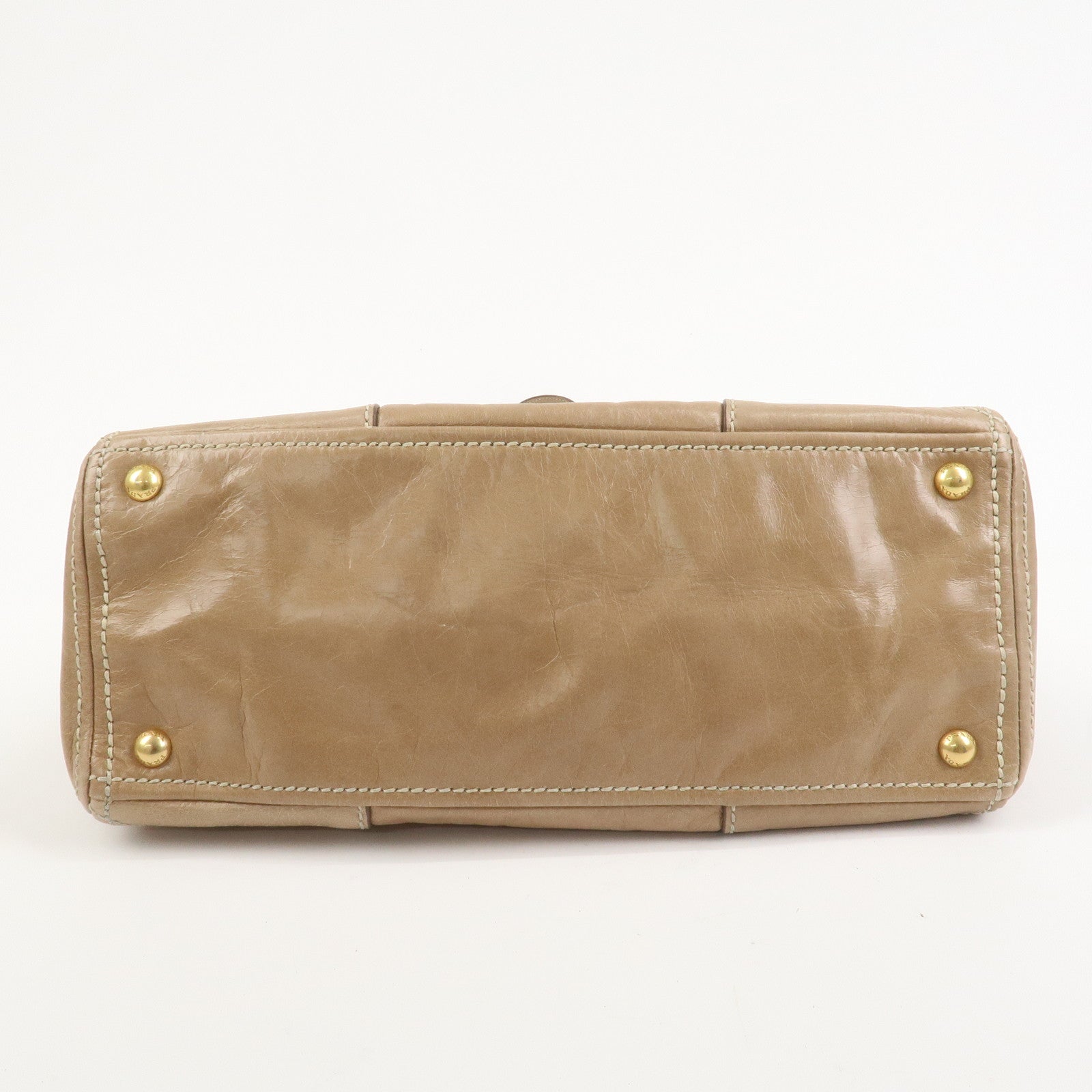 PRADA Leather 2Way Bag Hand Bag Shoulder Bag Light Brown BL0727