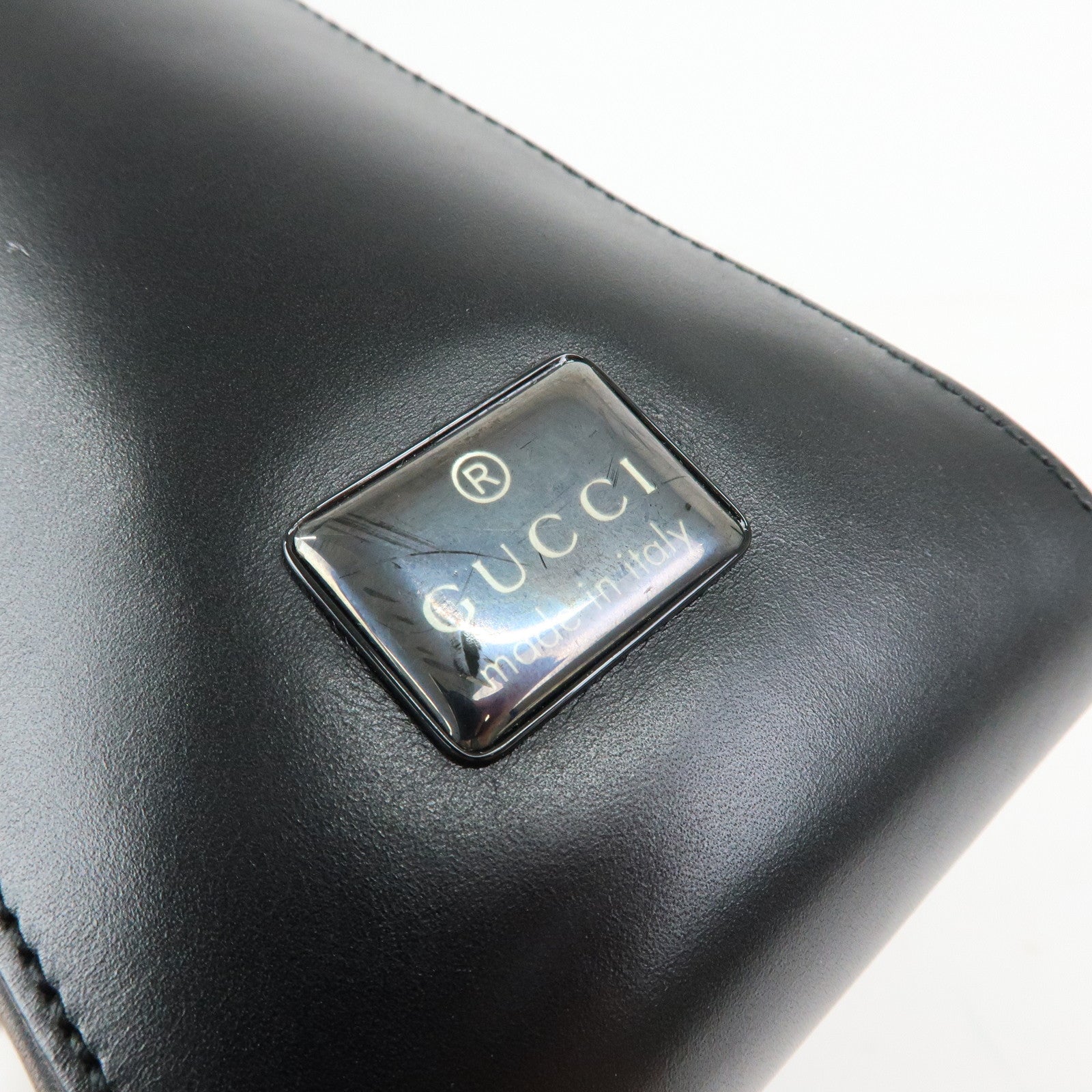 GUCCI Leather Shoulder Bag Hand Bag Black 001・3766