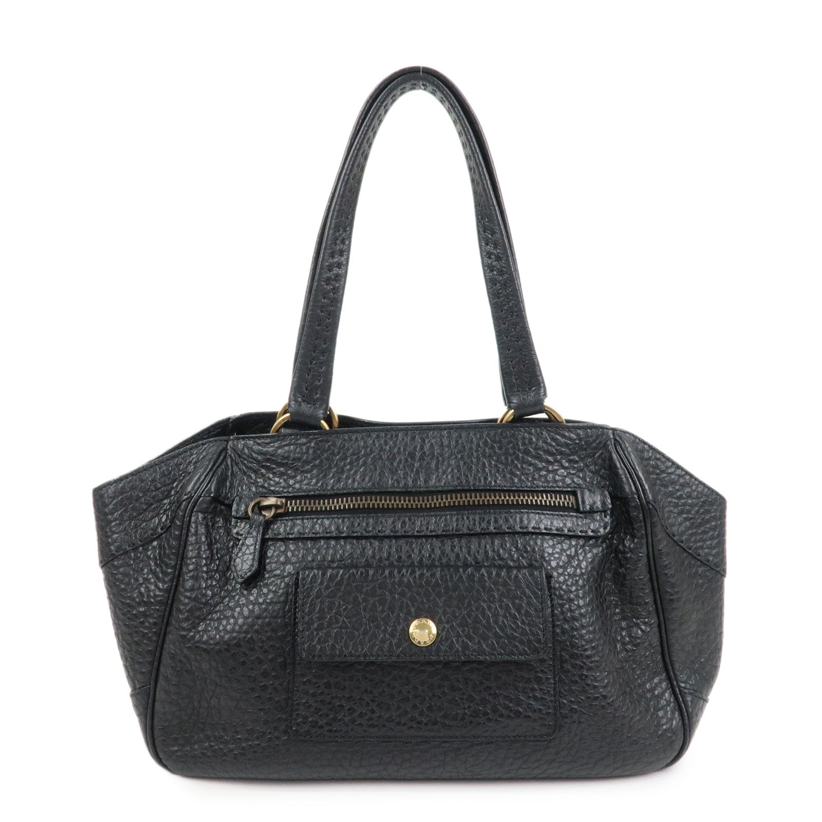 PRADA Triangle Logo Leather Shoulder Bag Hand Bag Black BR1976